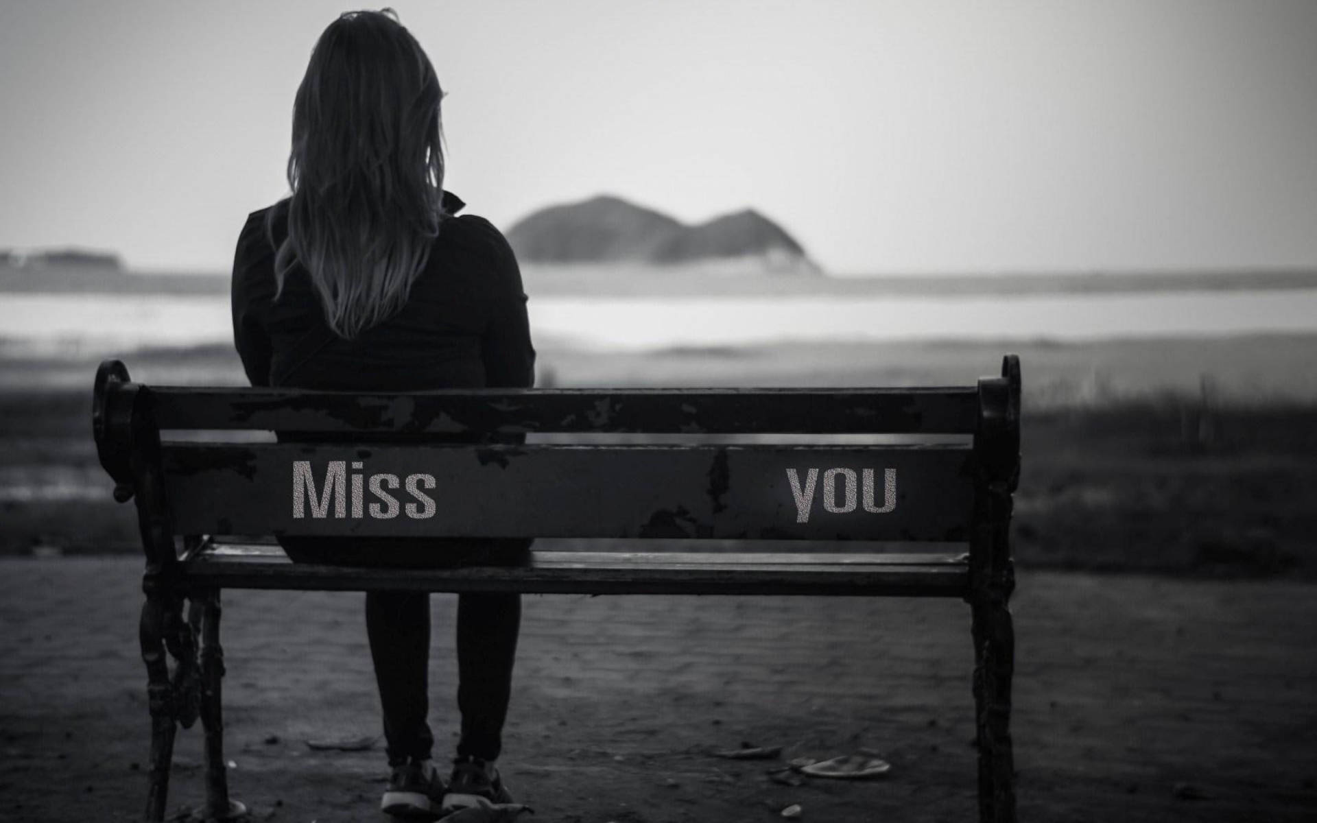 Missing You Alone On Bench Background