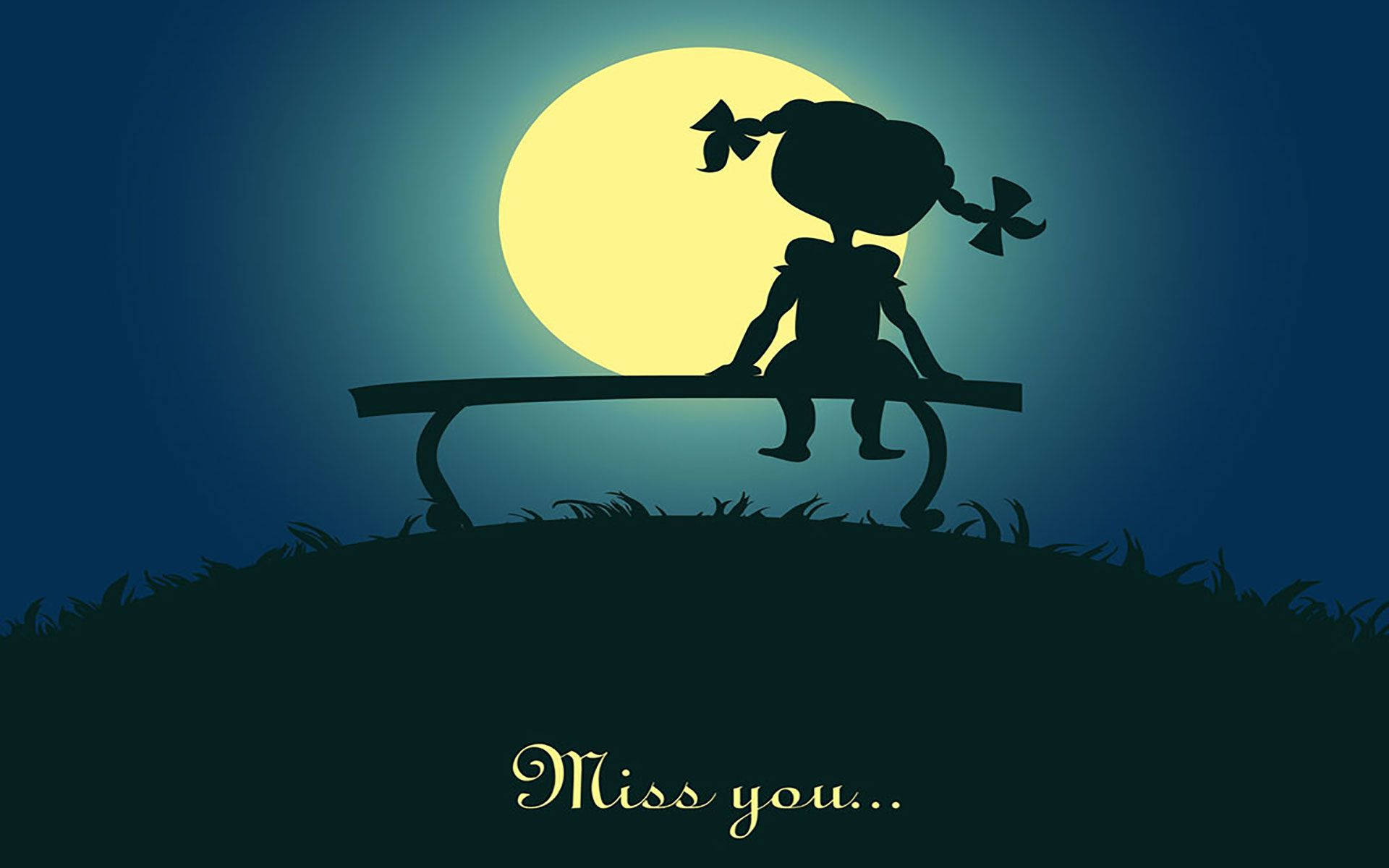 Missing You Cartoon Silhouette Background