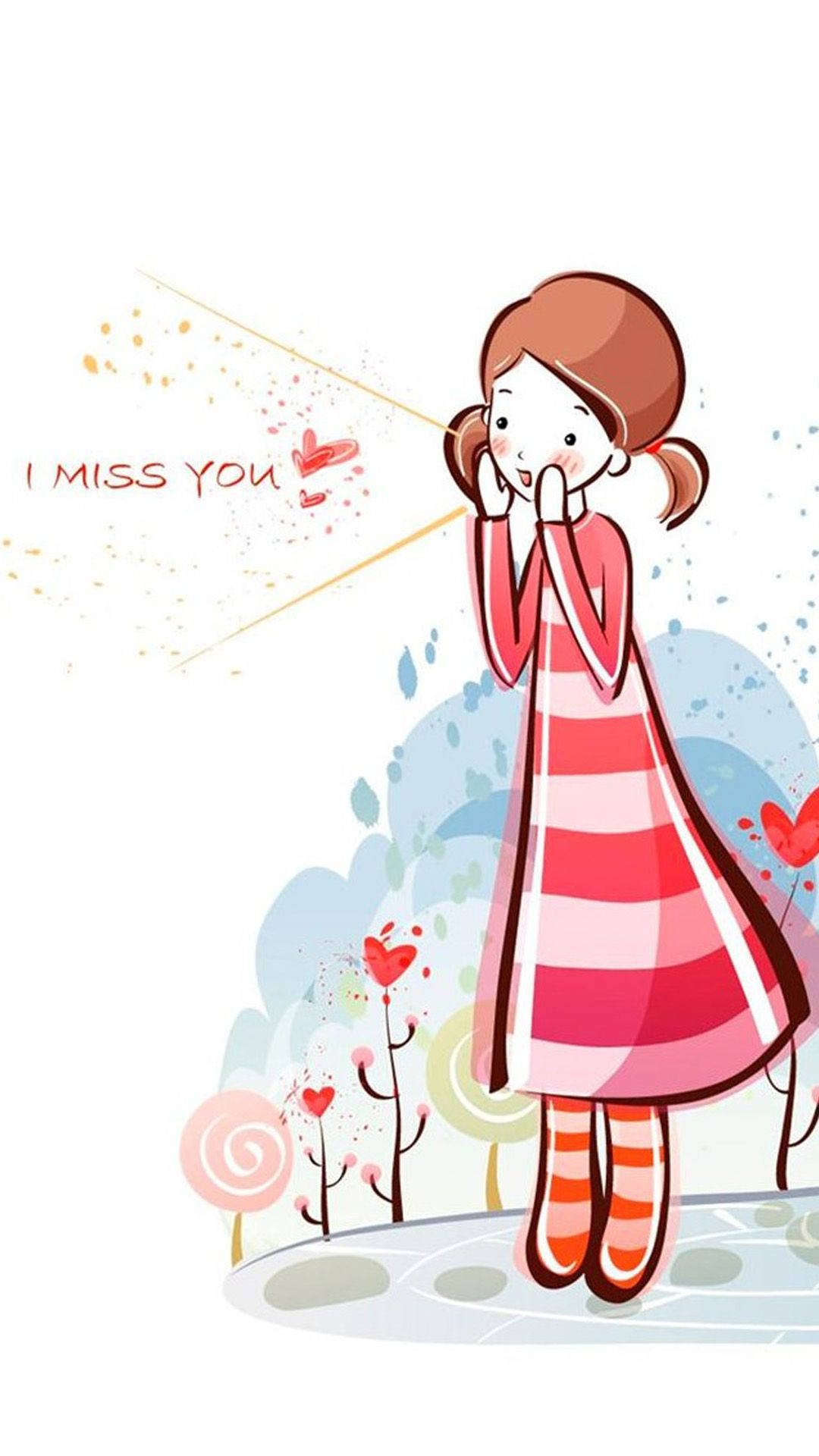 Missing You Cute Girl Drawing