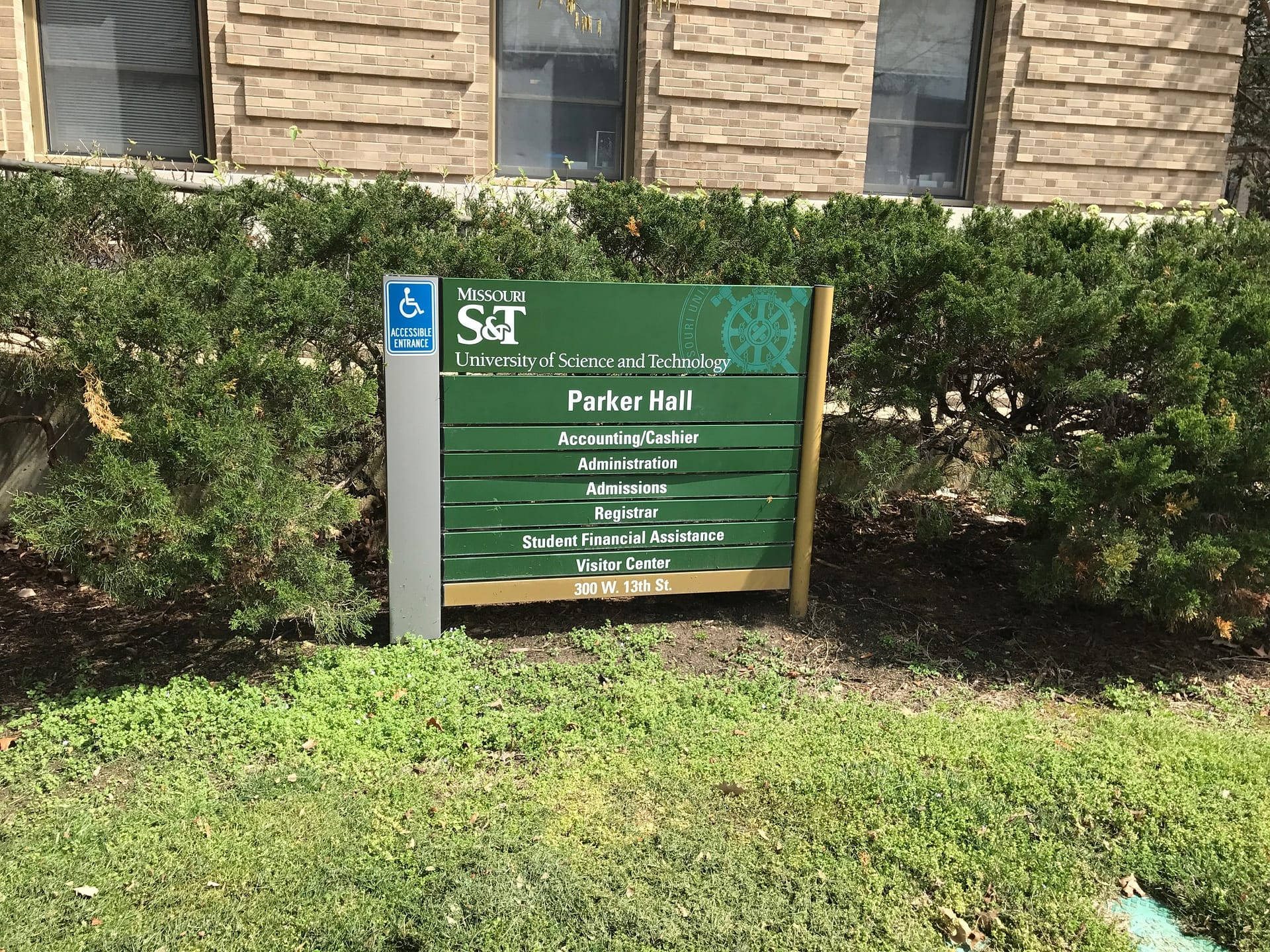 Missouri University Of Science And Technology Parker Hall Sign