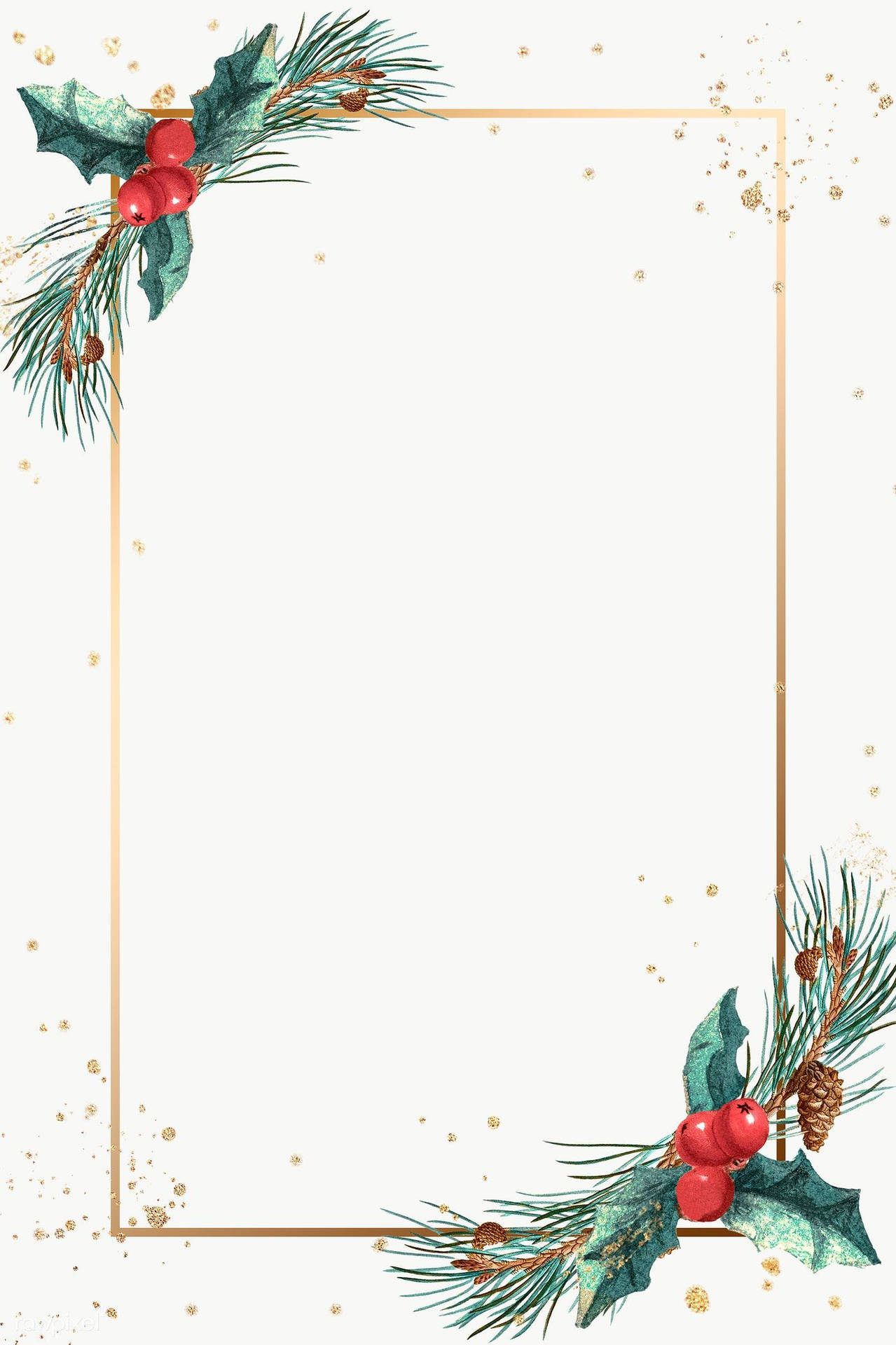 Mistletoe Gold Frame Christmas Phone Background