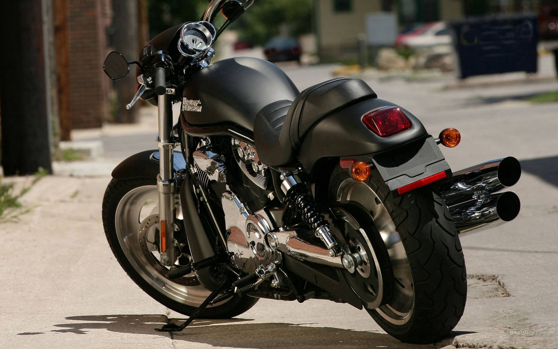 Misty Black Harley Davidson Rear View Background