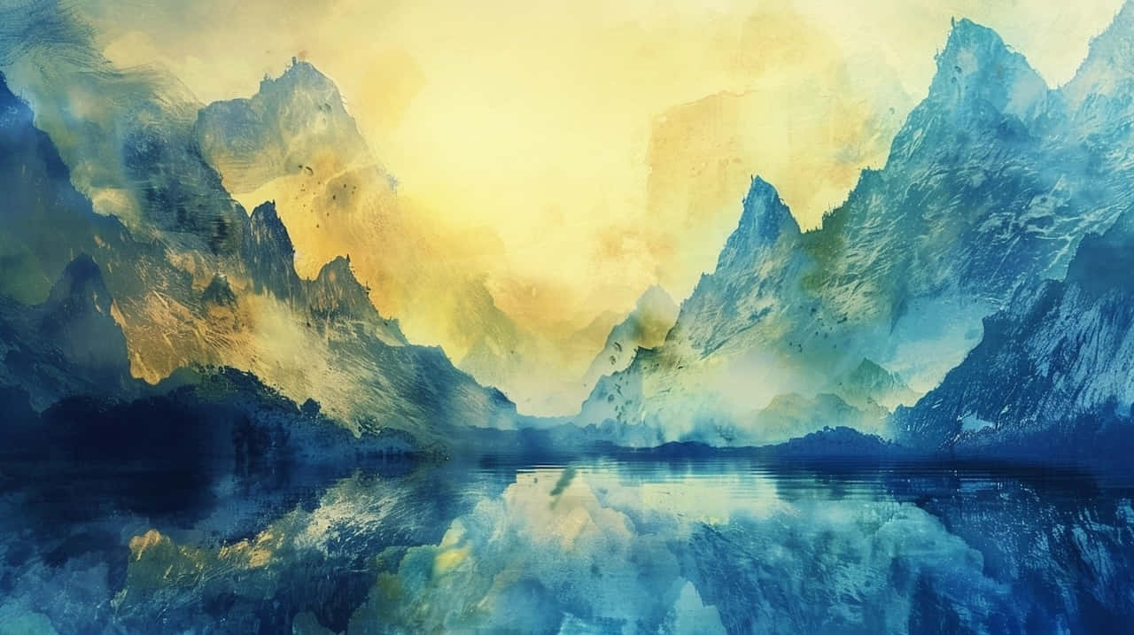 Misty_ Blue_and_ Yellow_ Mountain_ Landscape Background