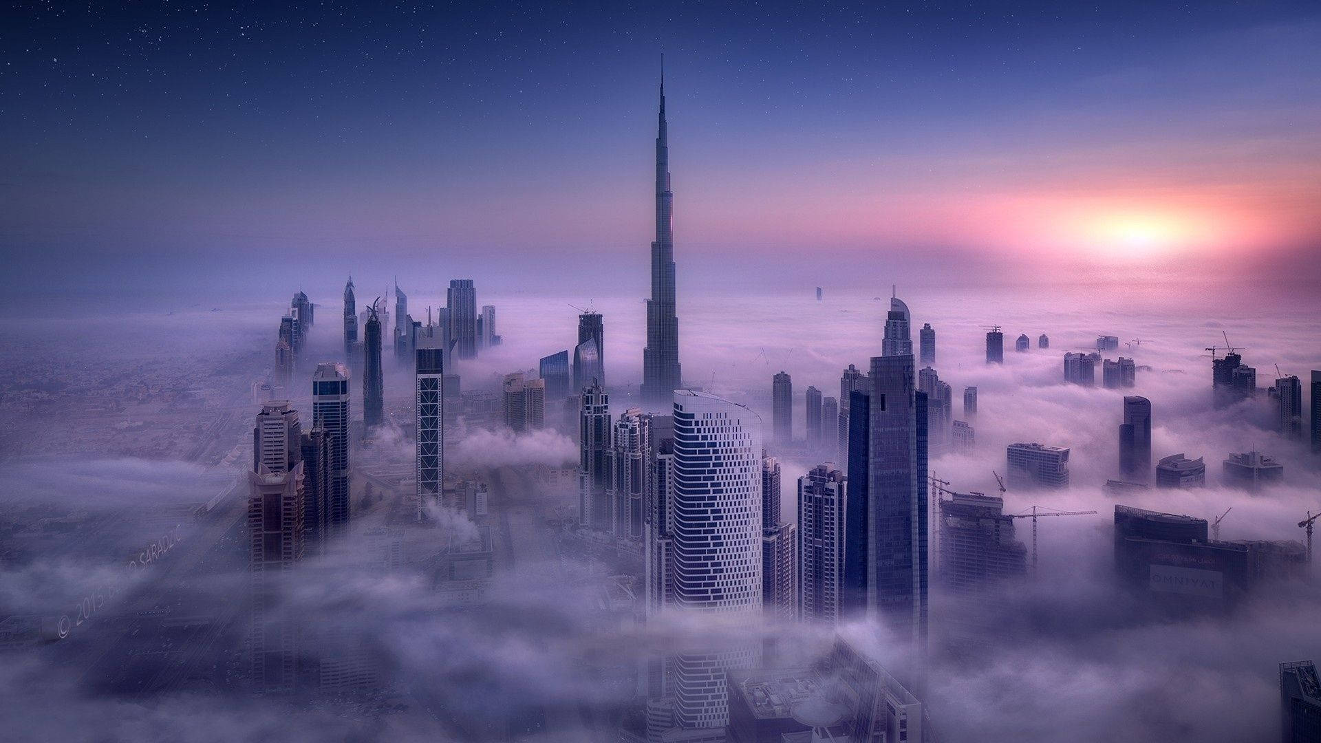 Misty Dubai From Above Background
