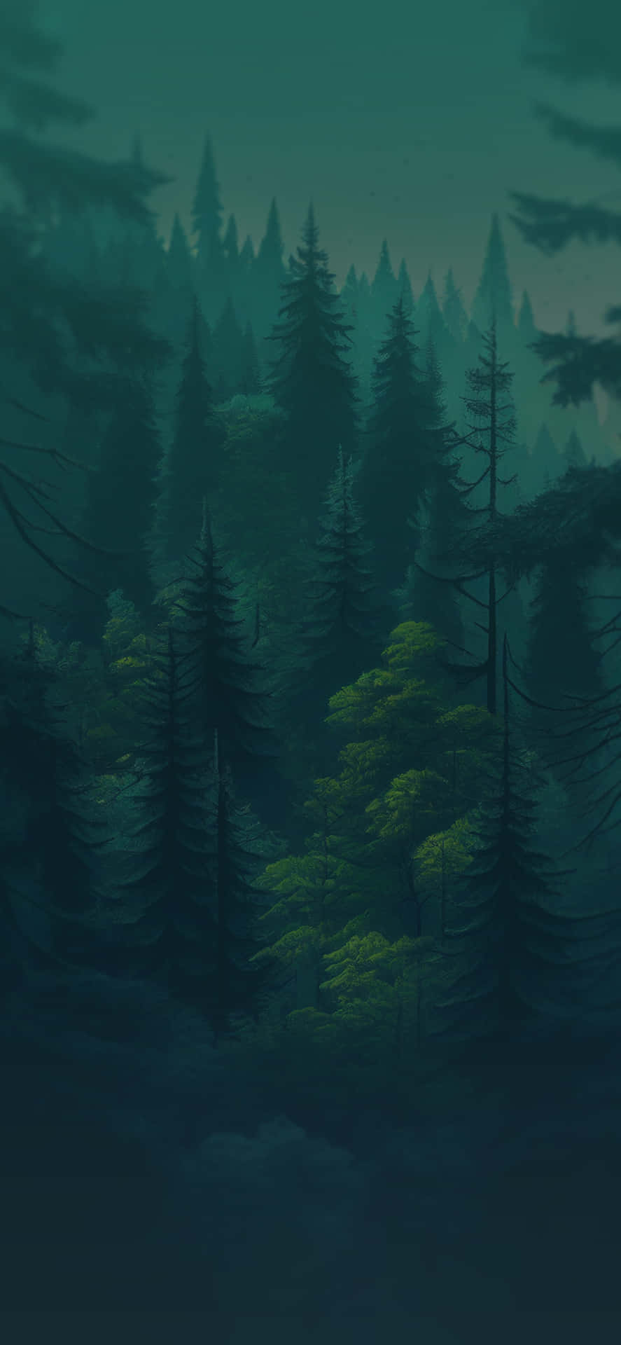 Misty Forest Green Minimalist Background