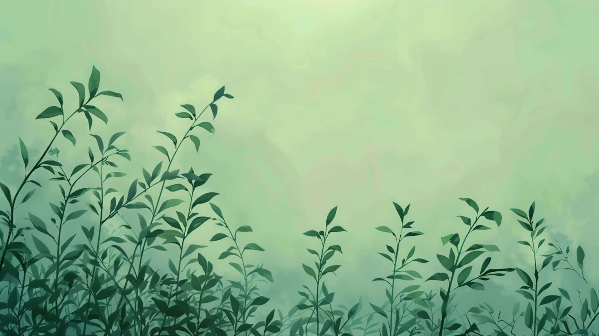 Misty Green Foliage Aesthetic Background