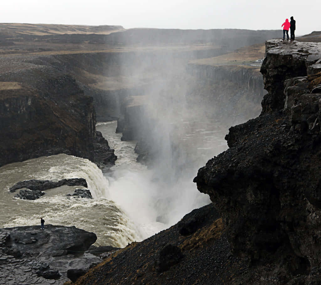 Misty Gullfoss Waterfall In Southwest Iceland Background