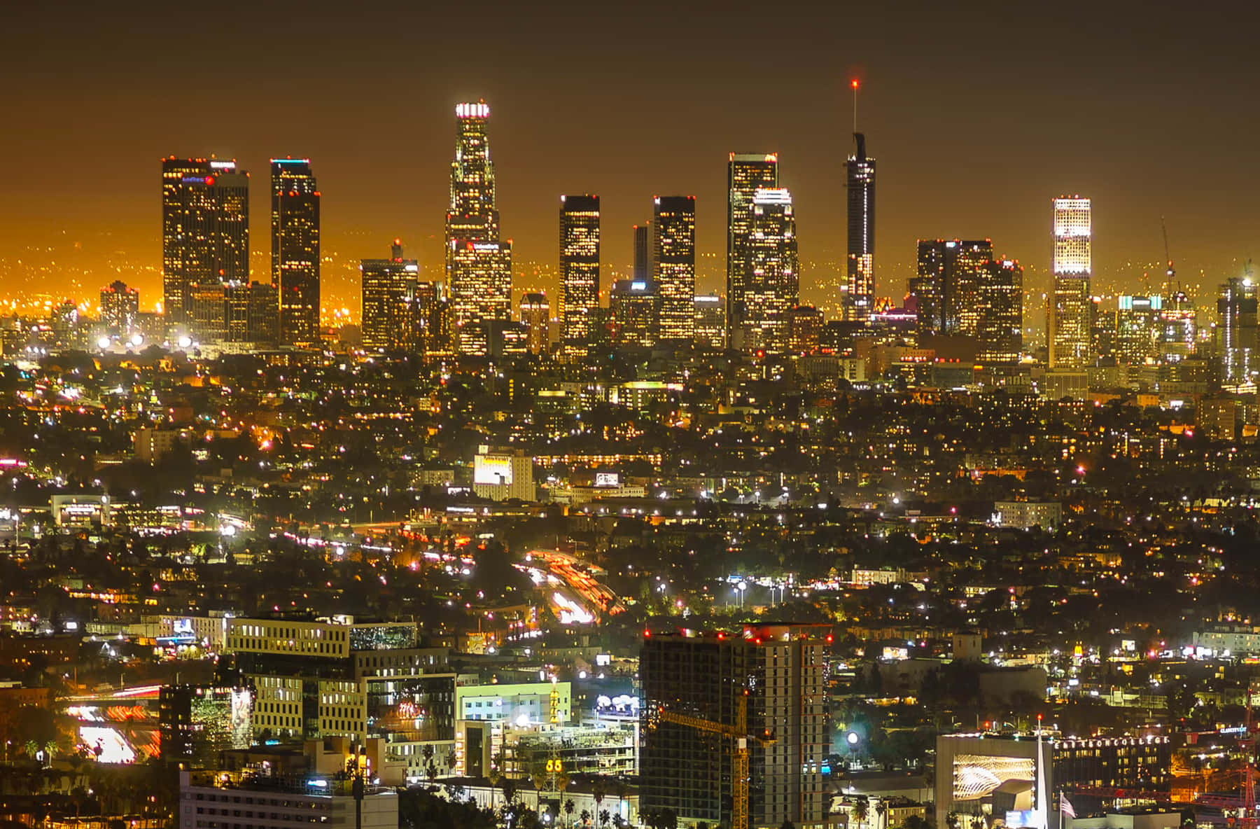 Misty Yellow Los Angeles Skyline