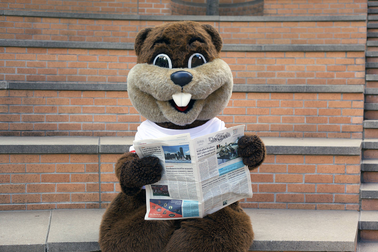 Mit Mascot With Newspaper