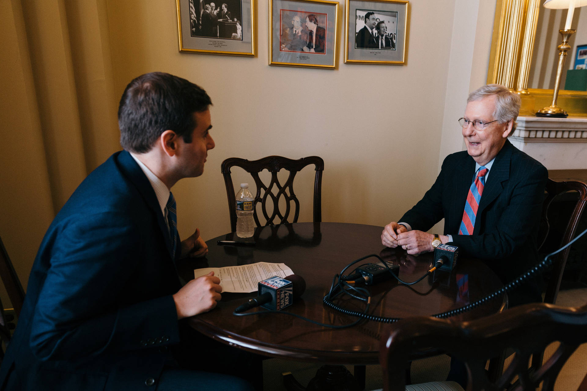 Mitch Mcconnell In A Candid Interview Background