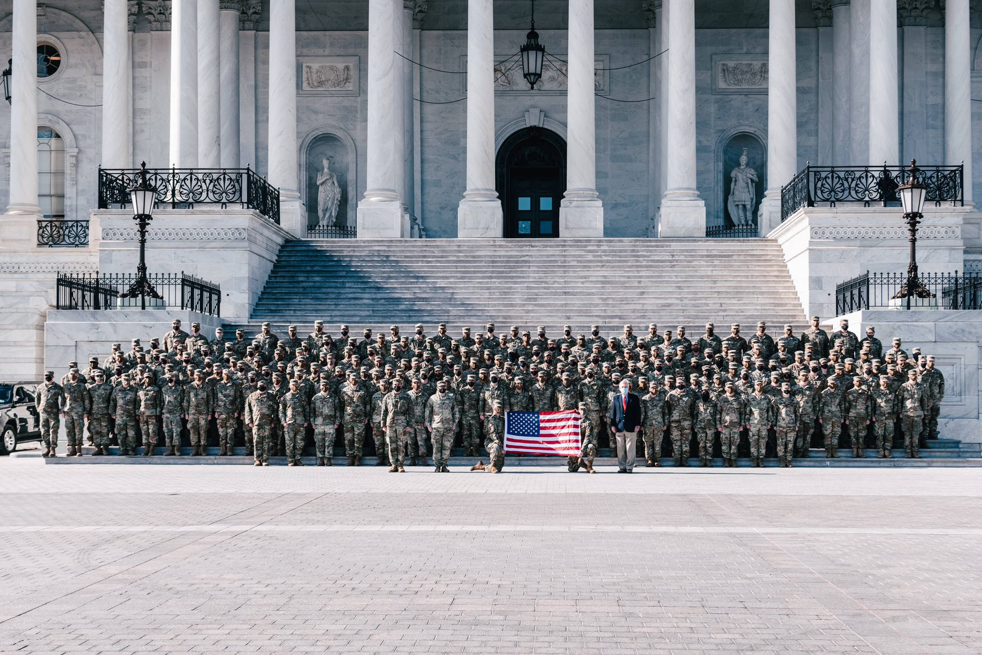 Mitch Mcconnell Standing With Soldiers