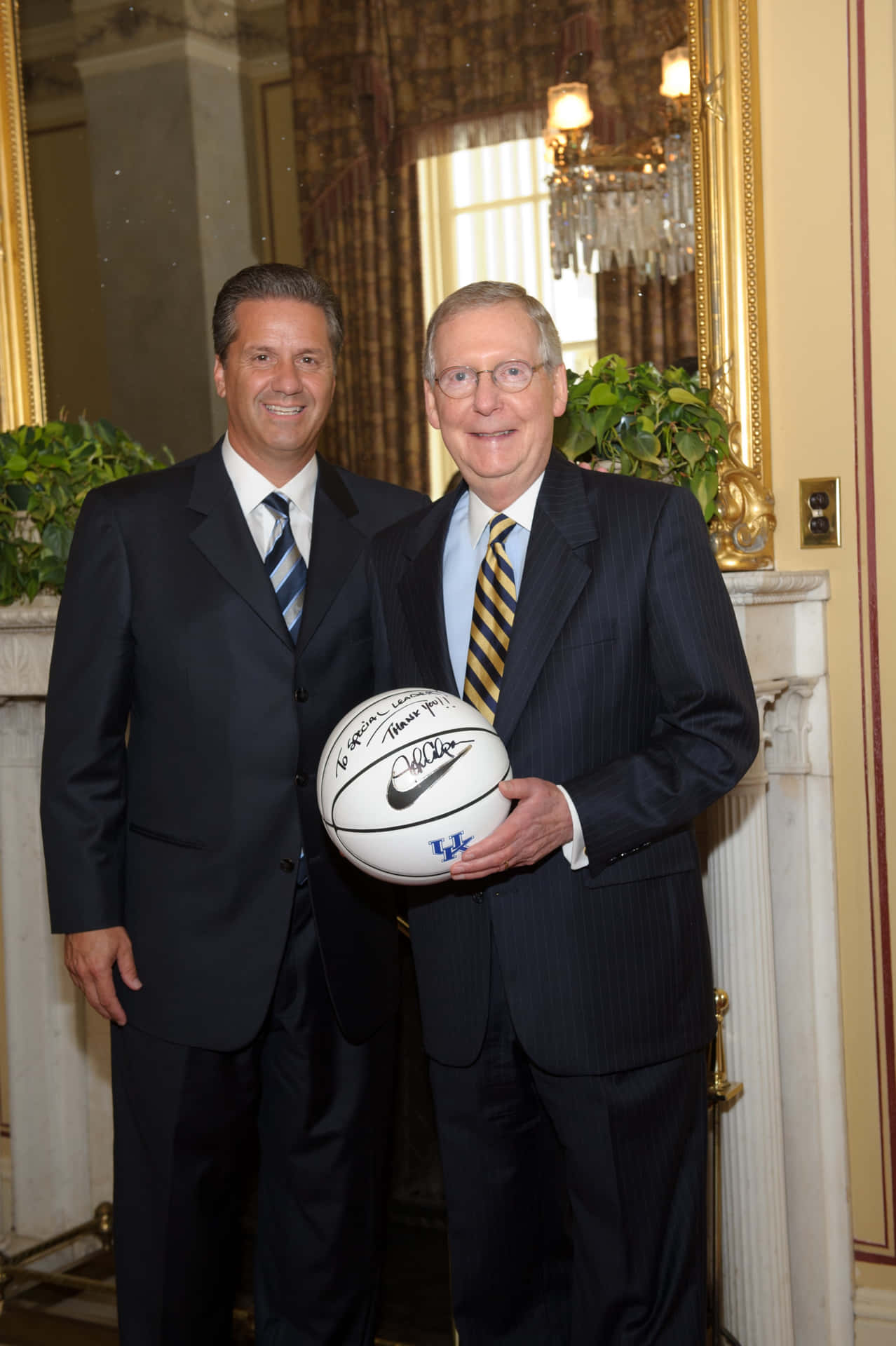 Mitch Mcconnell With Coach John Calipari Background