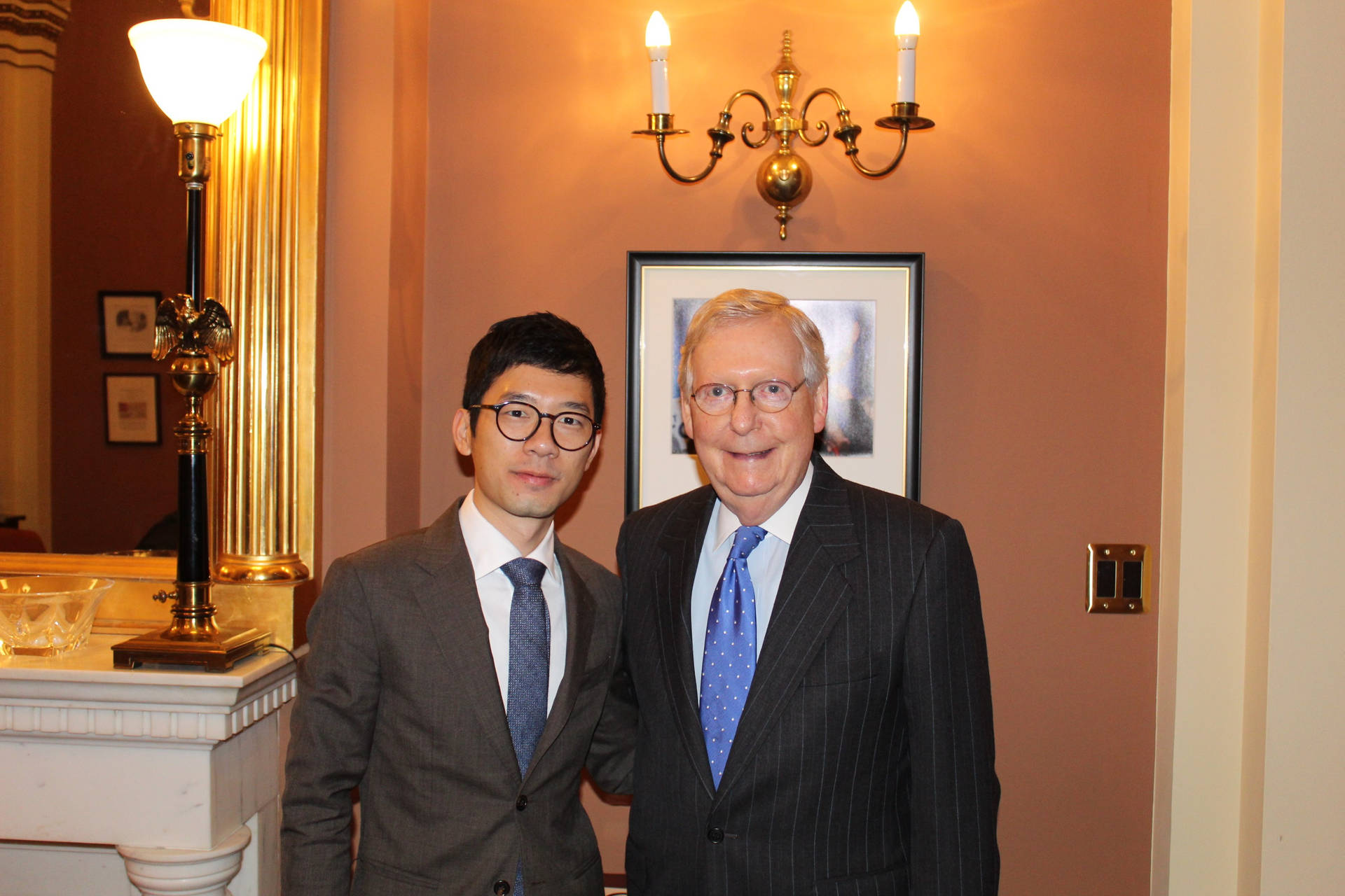 Mitch Mcconnell With Nathan Law Background