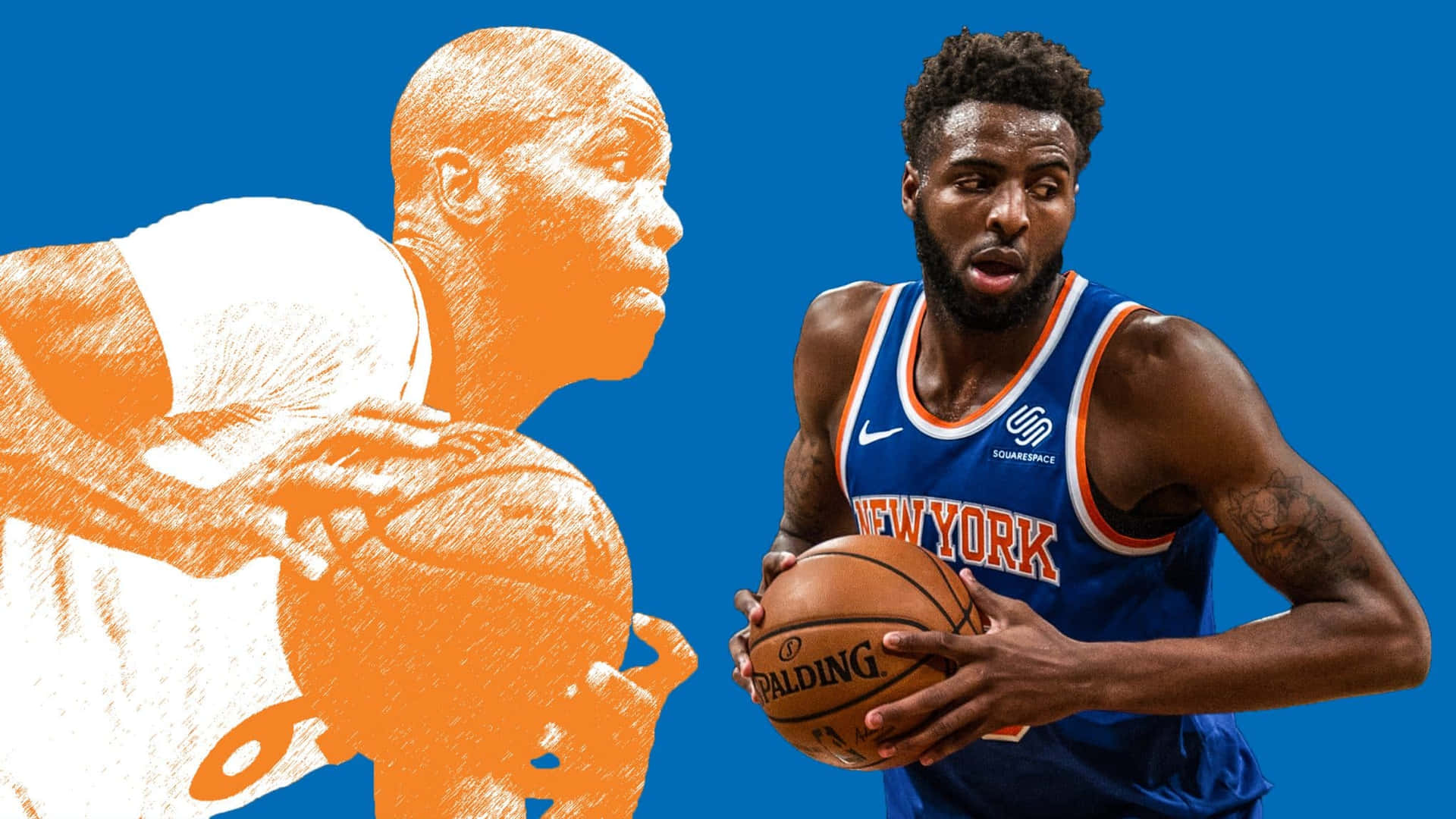 Mitchell Robinson Blue Poster New York Knicks