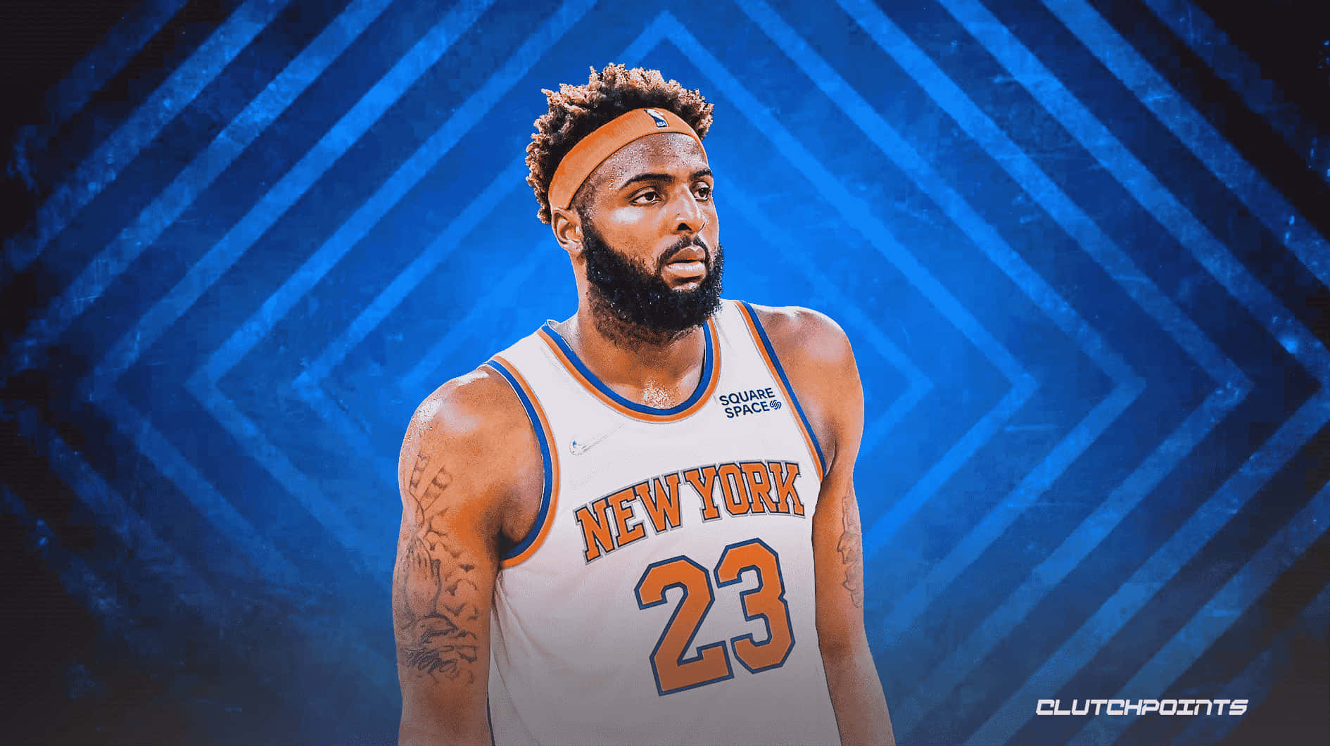 Mitchell Robinson Fanart Blue New York Knicks Background