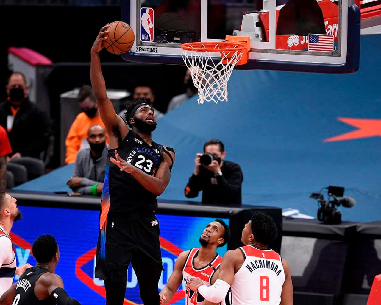 Mitchell Robinson Hook Shot New York Knicks Background