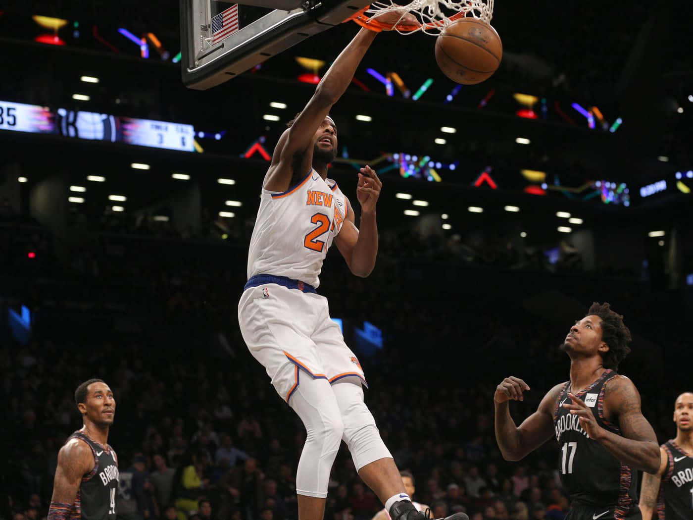 Mitchell Robinson One Hand Dunk Poster Knicks Background