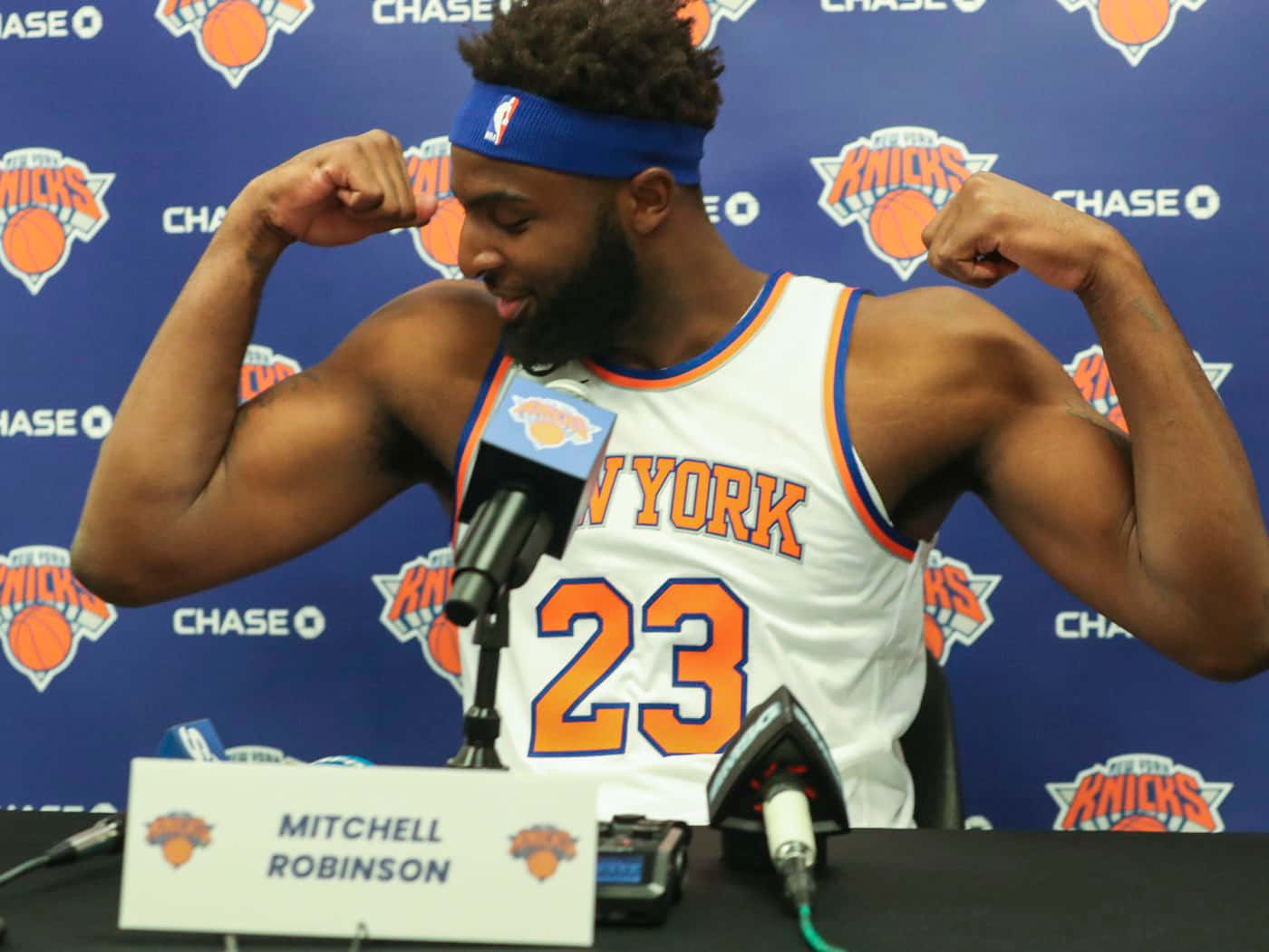 Mitchell Robinson Press Conference Knicks Background