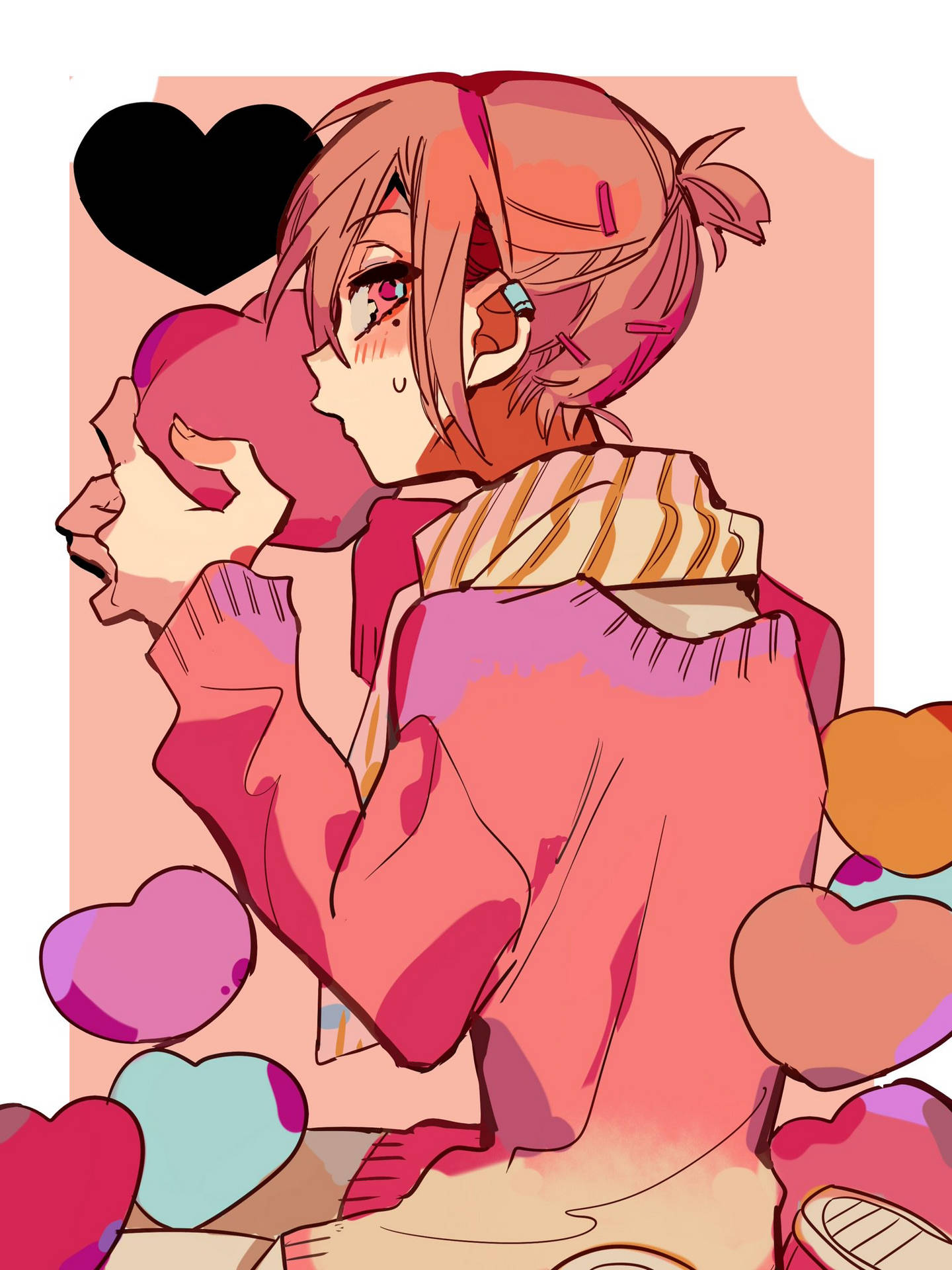 Mitsuba Sousuke Colorful Hearts Background