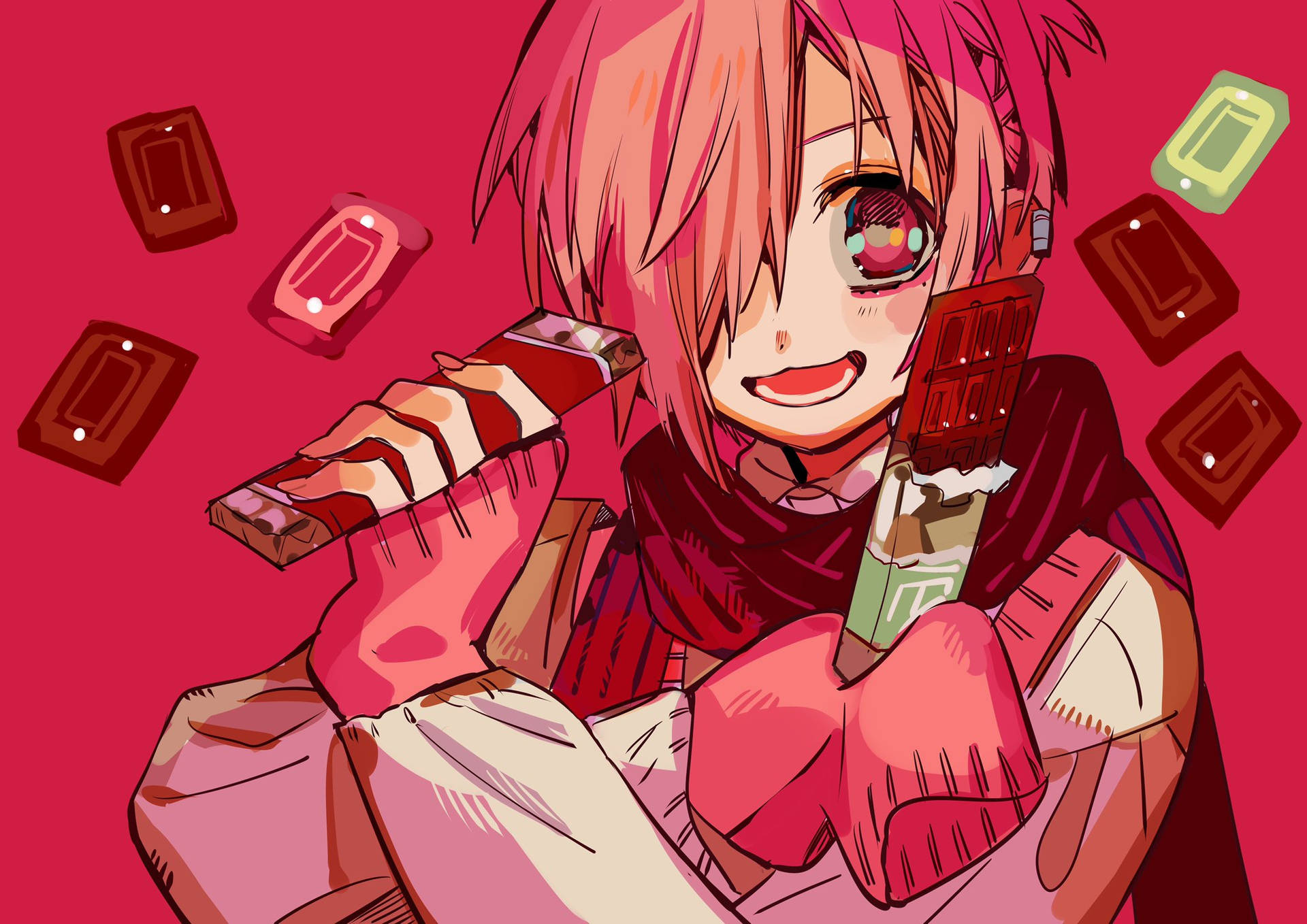 Mitsuba Sousuke With Chocolates Background