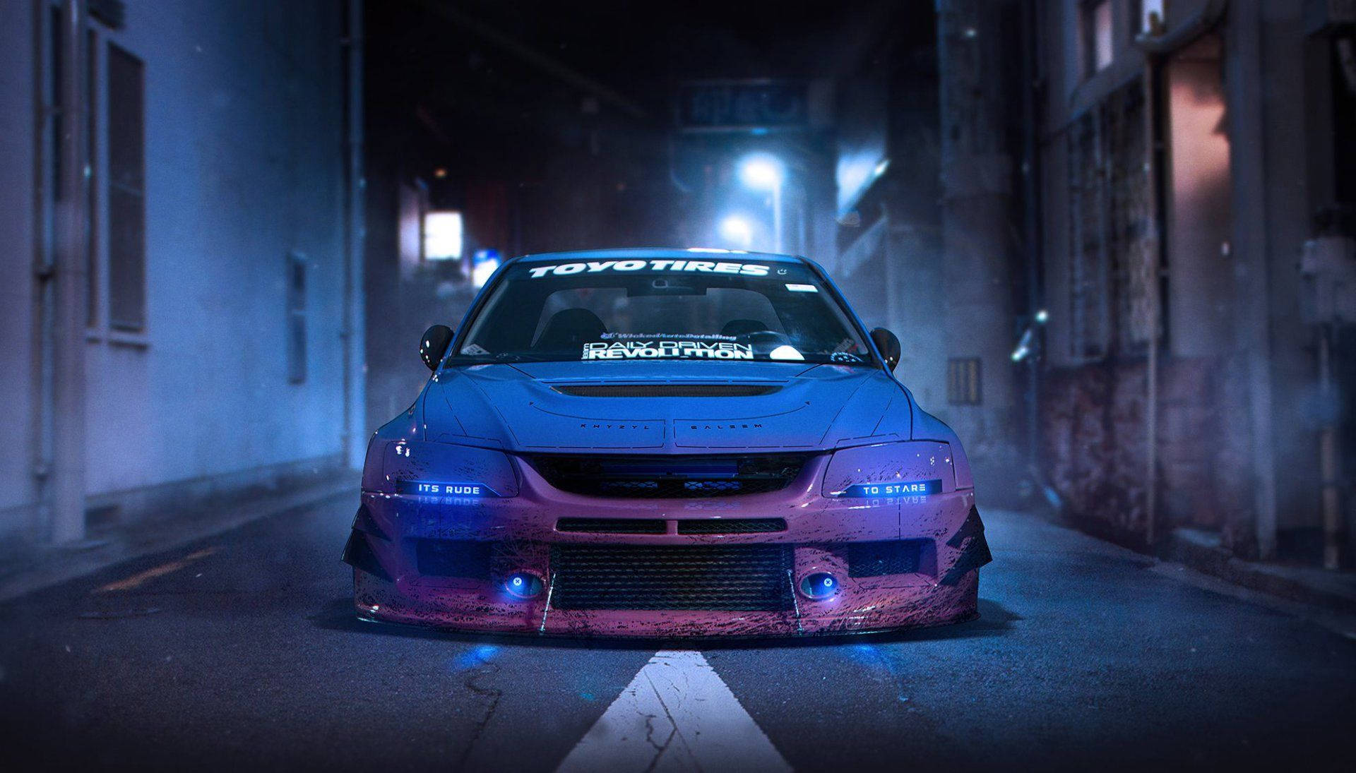 Mitsubishi Blue Violet Background