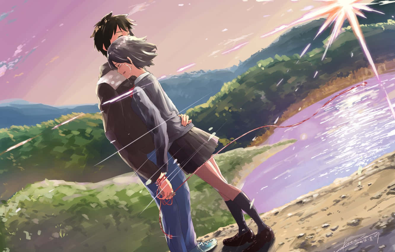 Mitsuha And Taki Romance Anime Landscape Background