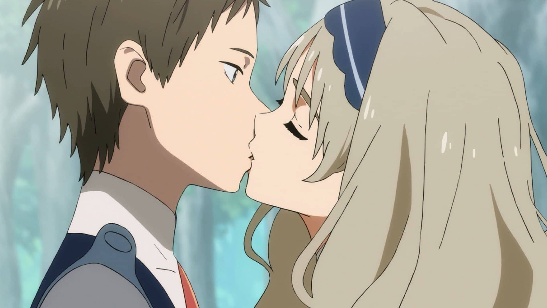 Mitsuru And Kokoro Anime Couple Kiss Background