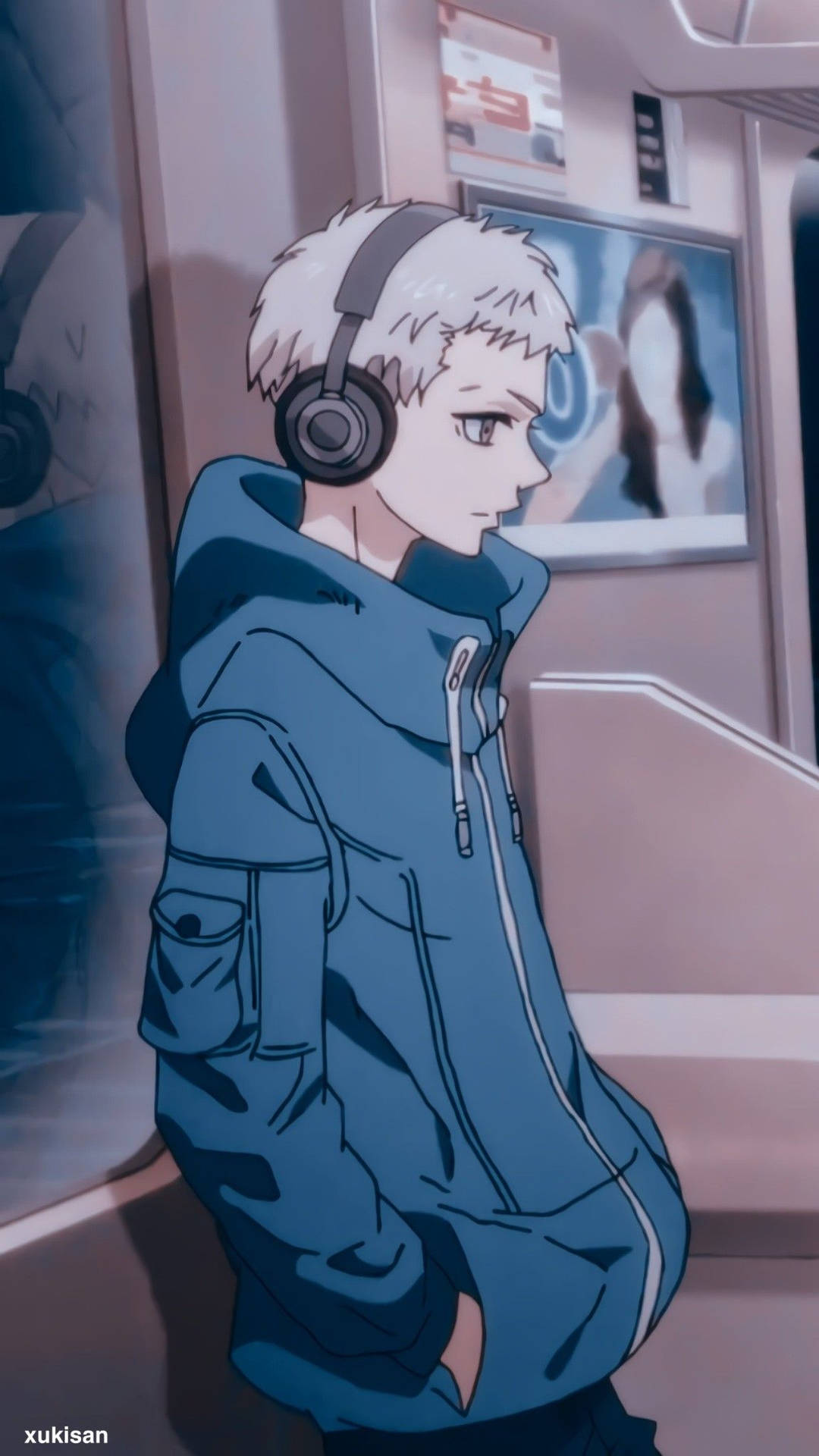 Mitsuya Takashi On Train Headphones Background