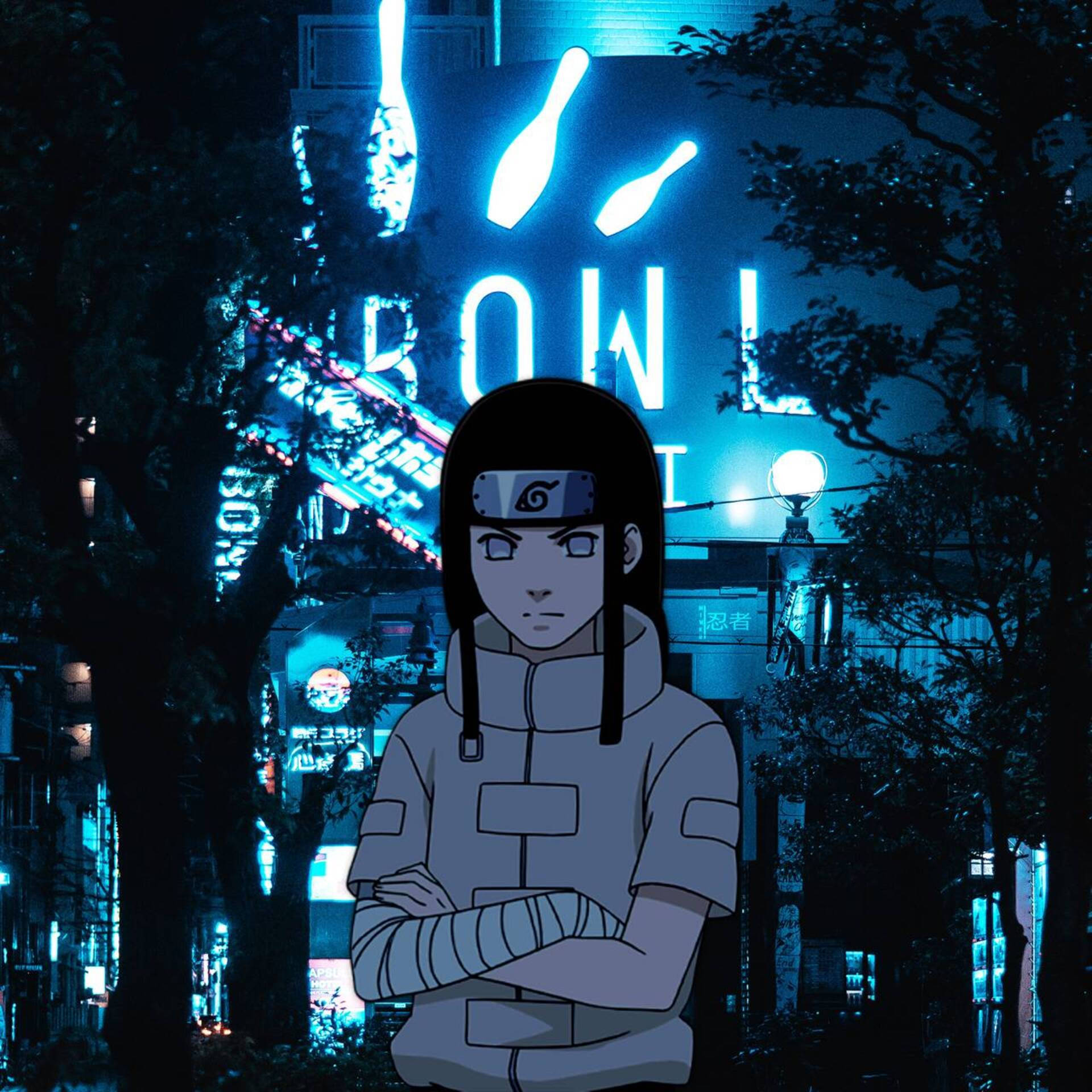 Mixed Art Neji Hyuga Background