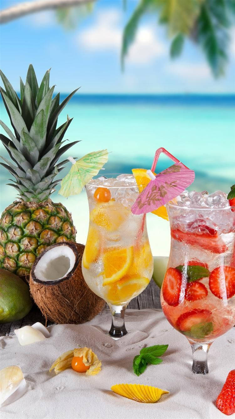 Mixed Fruits Tropical Island Drink Background