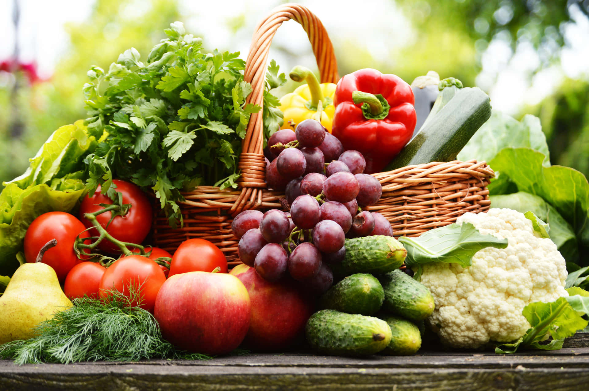 Mixed Harvest Of Fresh Fruits And Vegetables