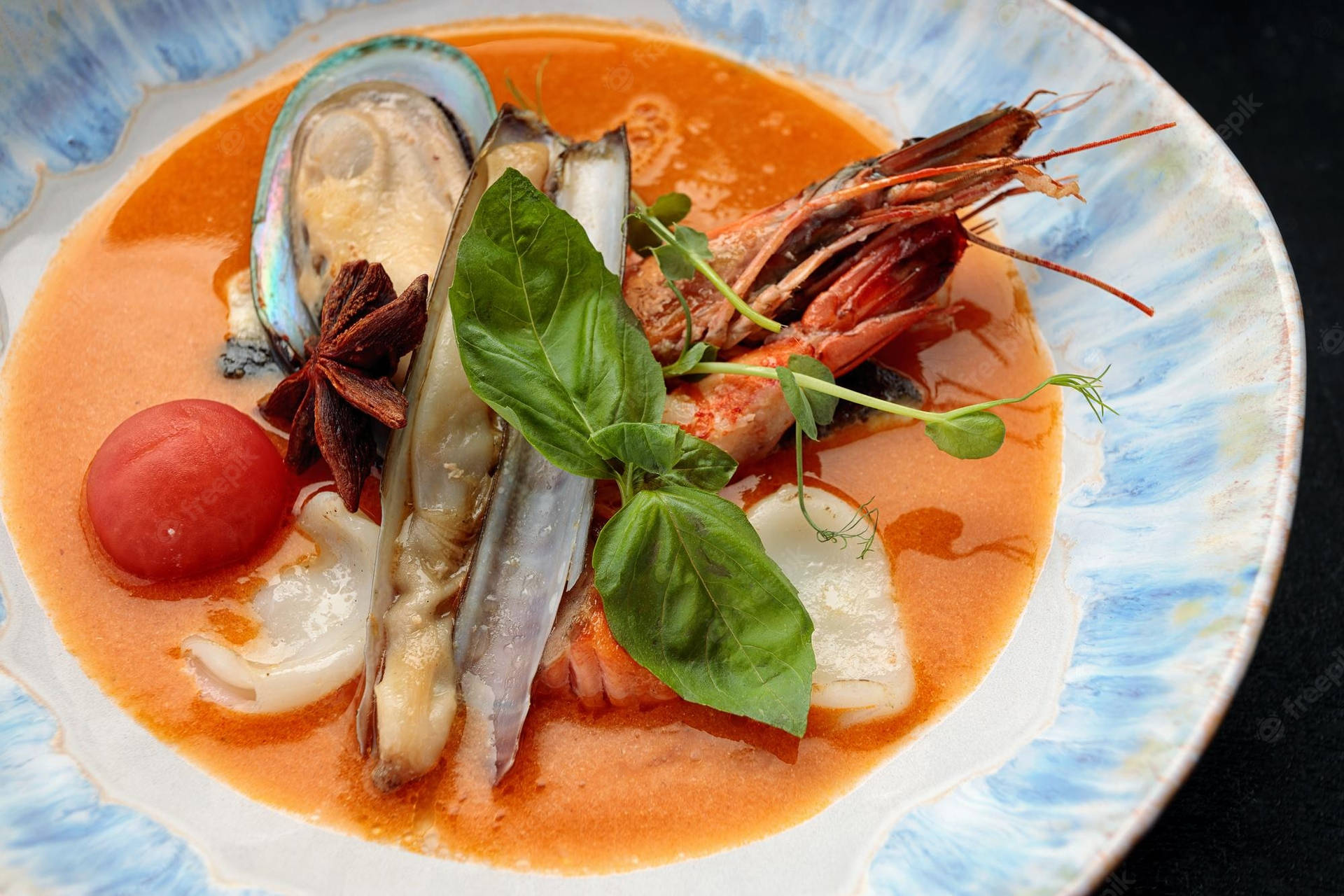 Mixed Seafood French Bouillabaisse Dish Background