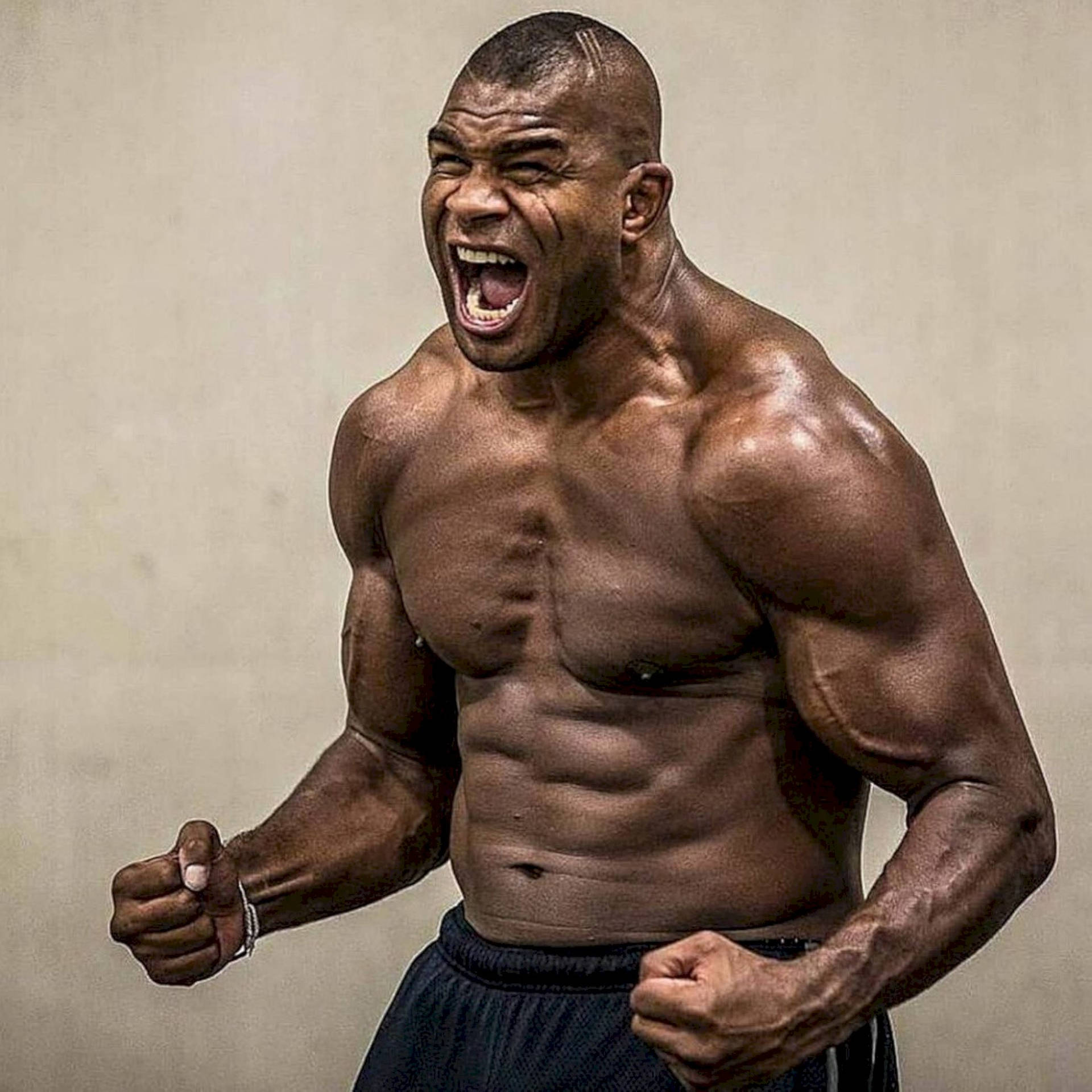 Mma Fighter Alistair Overeem Screaming Background