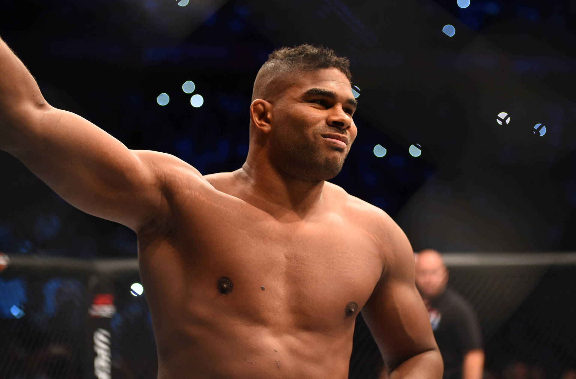 Mma Fighter Alistair Overeem Smiling Widely Background