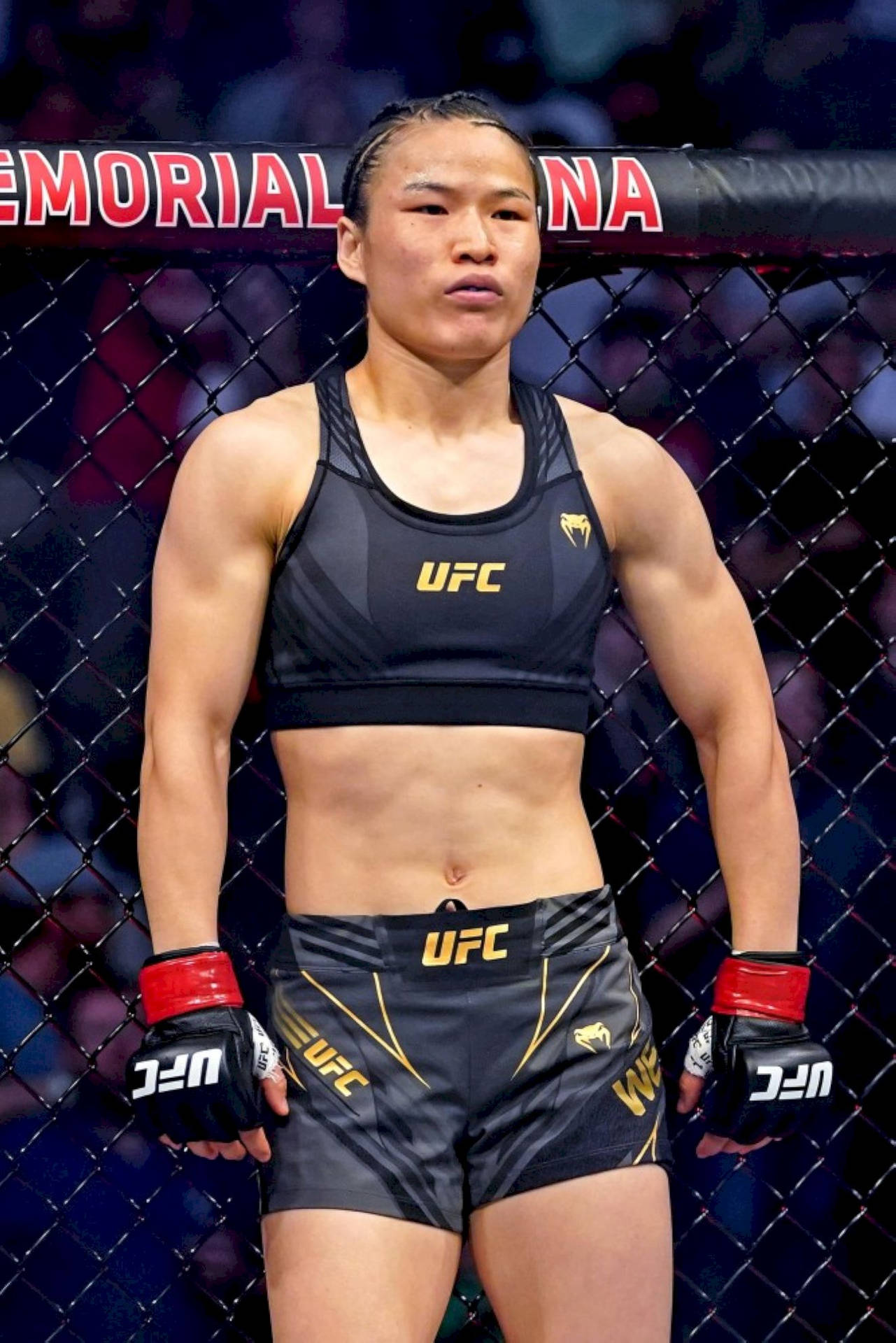 Mma Fighter Zhang Weili Fit Figure Background