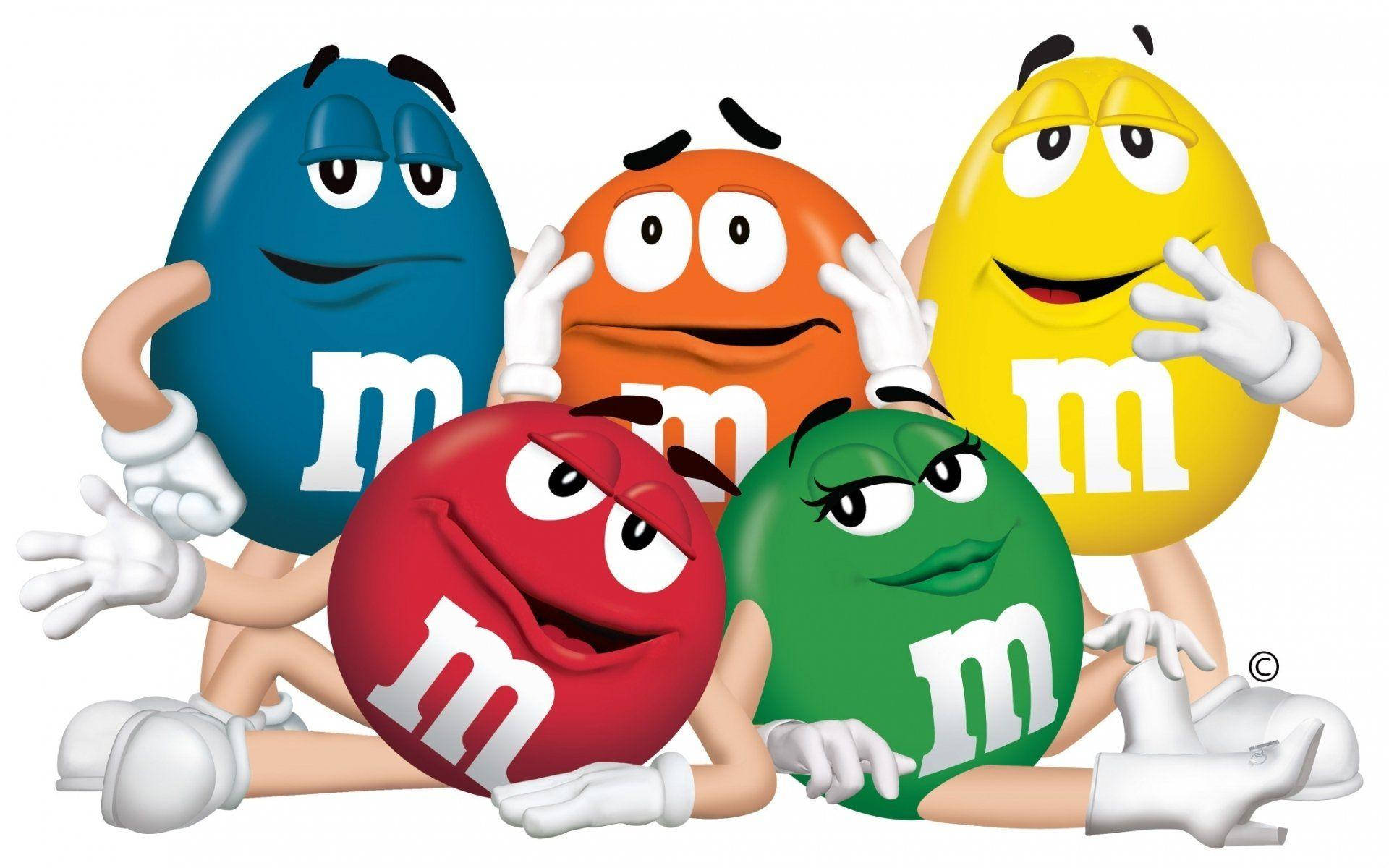 Mms Colourful Chocolate Cartoon Characters Background