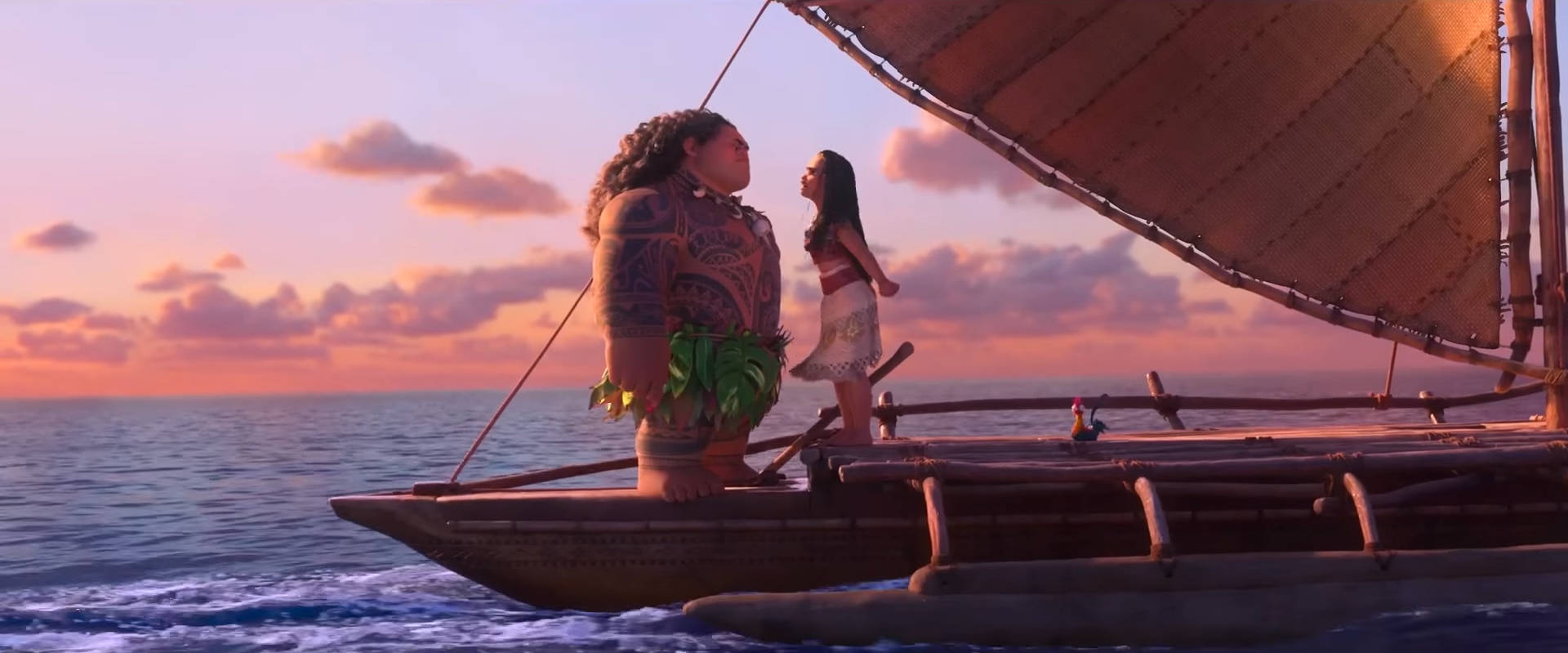 Moana In Front Of Maui Background