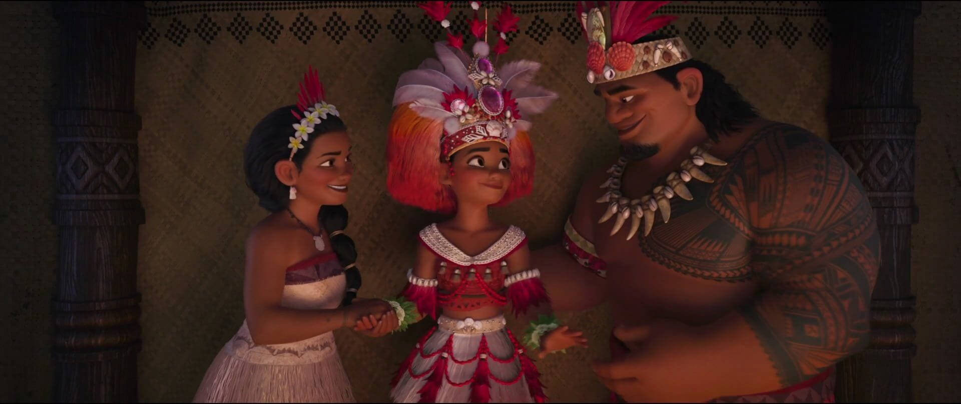 Moana With Her Mother And Father Background