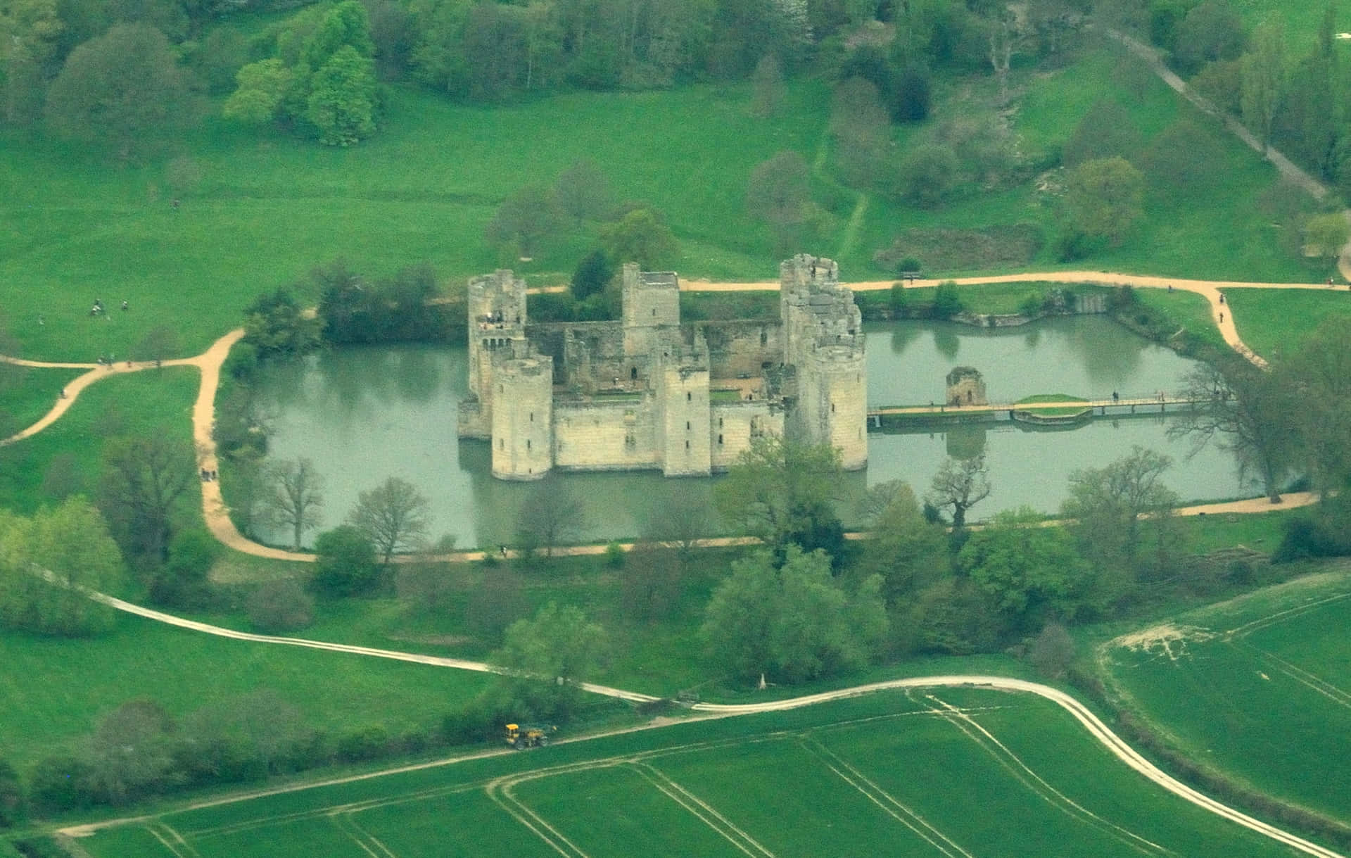 Moated Bodiam Castle In England High Angle Shot