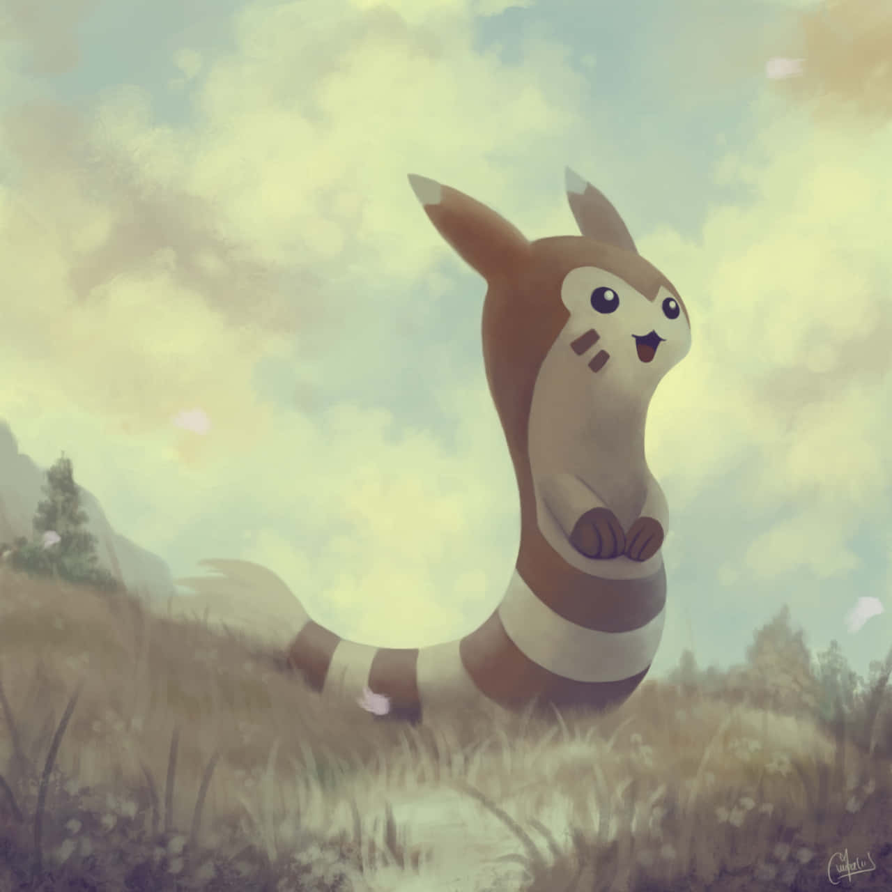 Mobile Art Of Furret Background