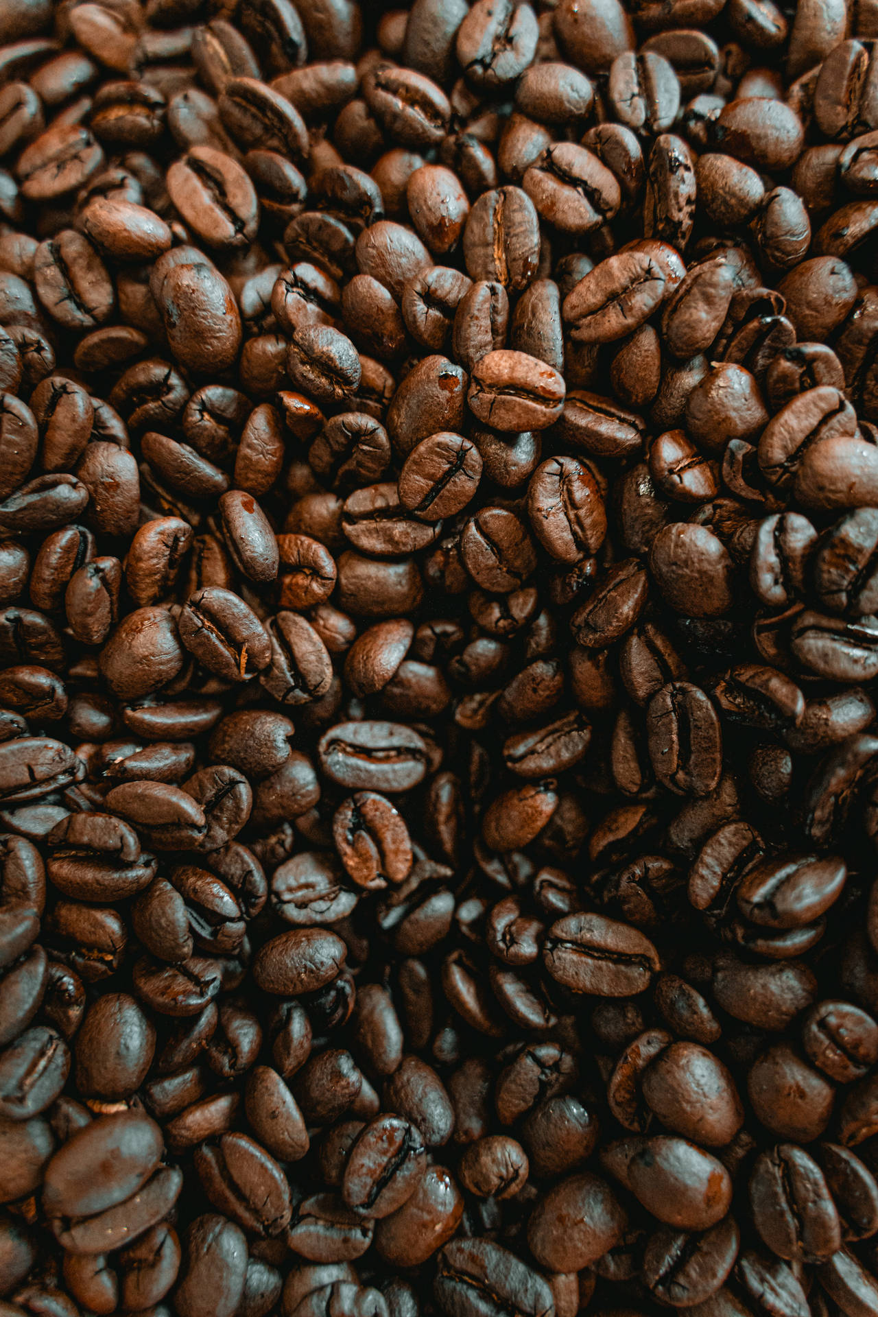 Mobile Coffee Beans Pile Background