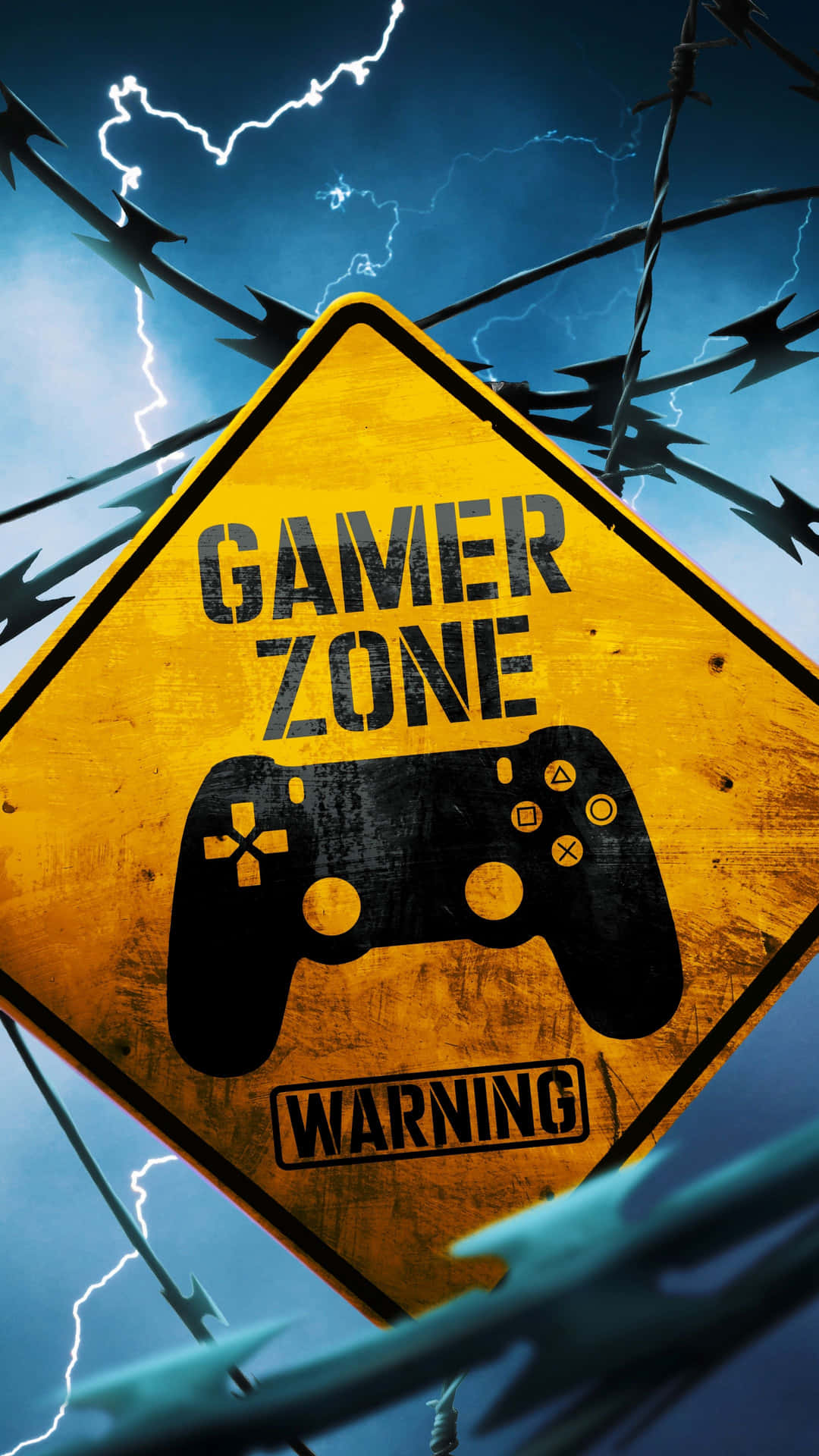 Mobile Gamer Yellow Sign Background