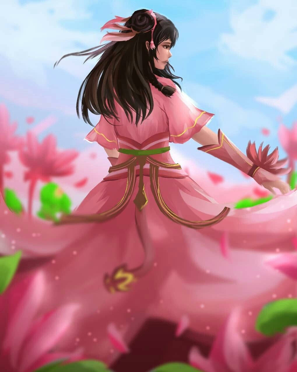 Mobile Legends Guinevere Lotus Pink Dress Background