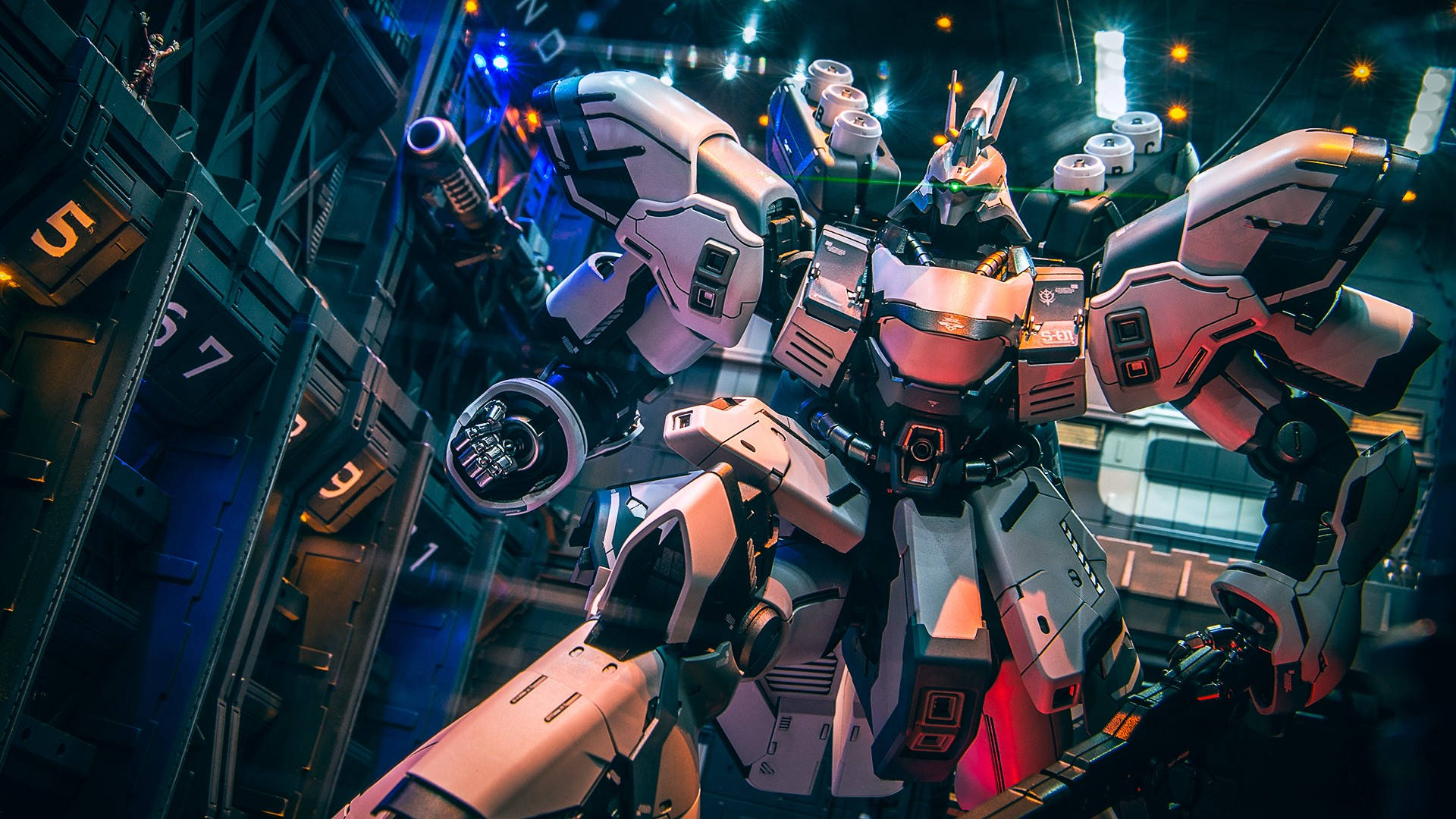 Mobile Suit Gundam With A Machine Gun Background