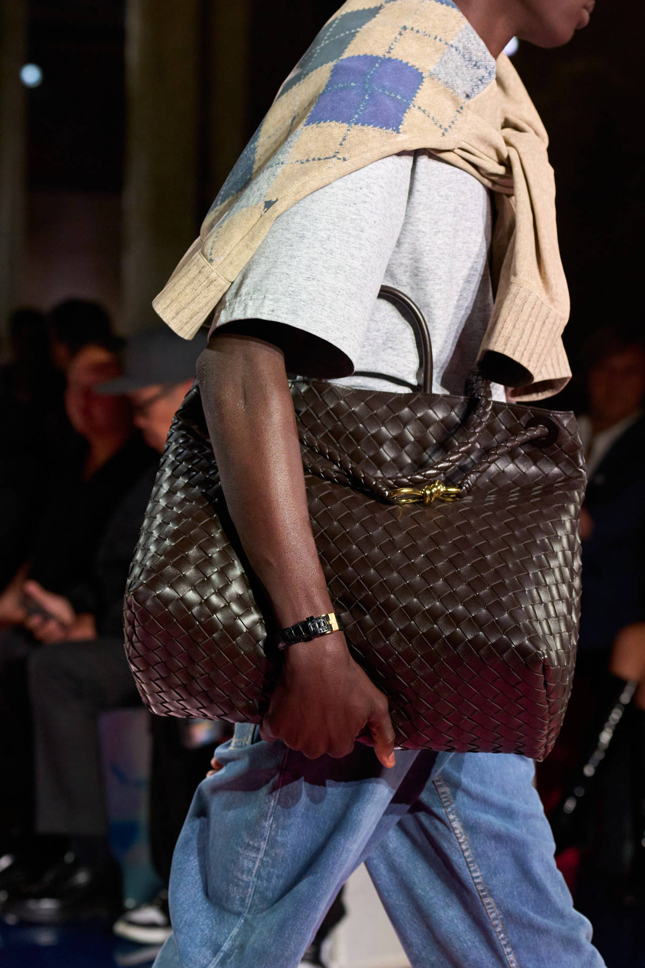 Model Carrying Brown Bottega Veneta Bag