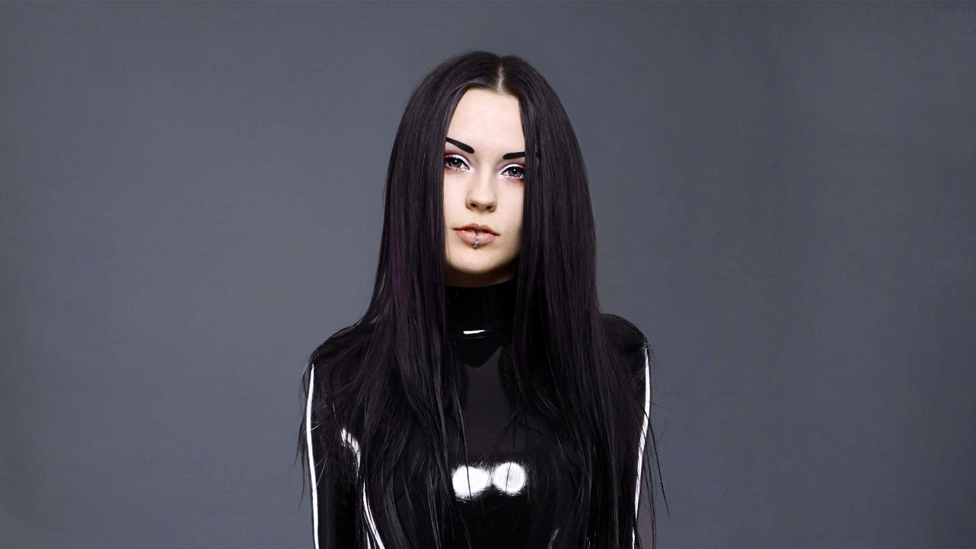 Model Catsuit Black Piercing Background