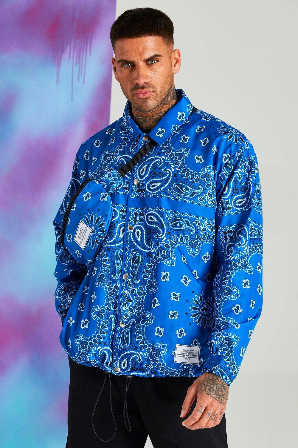 Model In A Blue Bandana Shirt Background