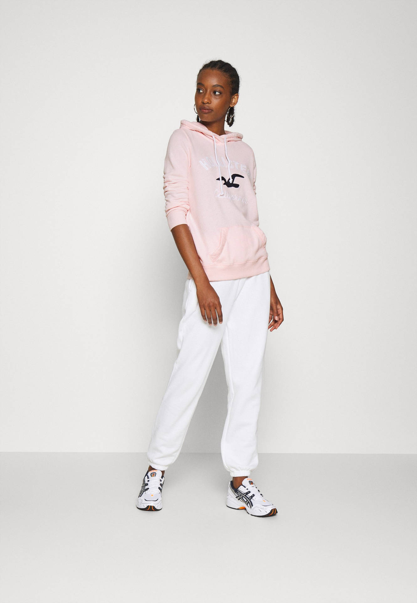 Model In Pink Hollister Jacket Background