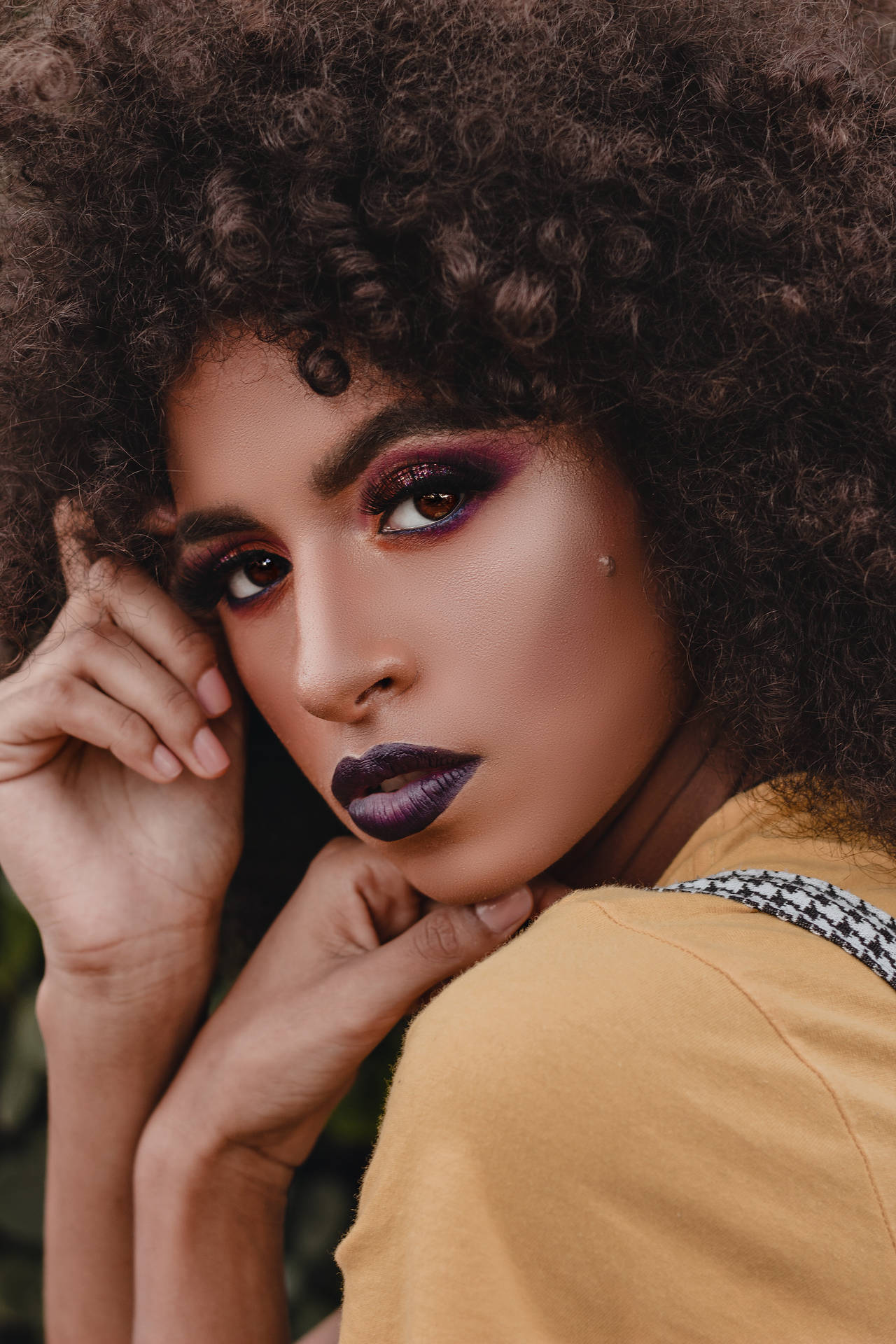 Model With Afro Background
