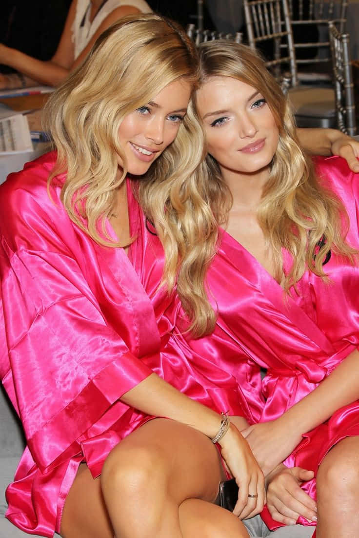 Modelsin Pink Silk Robes